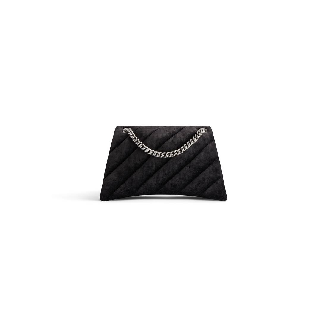 Women's Crush Medium Chain Bag Quilted Velvet Jersey in Black - 4