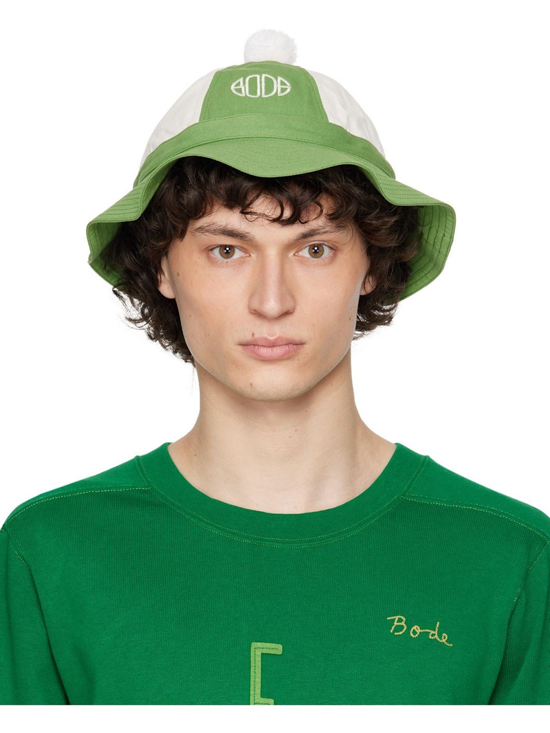 Green & White Paneled Grandfather Bucket Hat 1