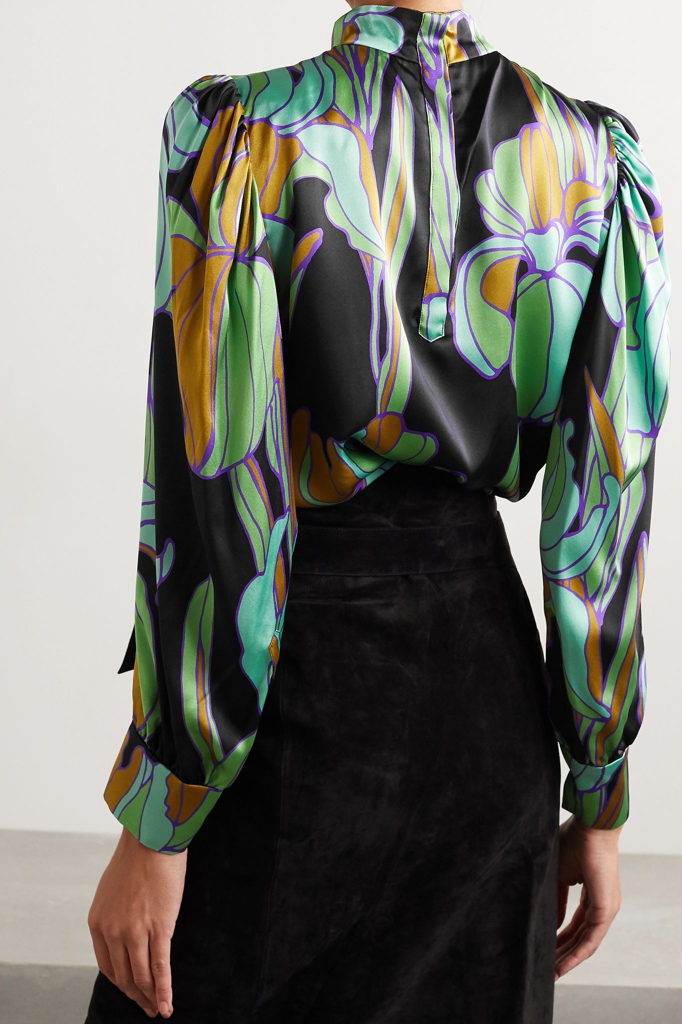 Floral-print silk-satin blouse - 3