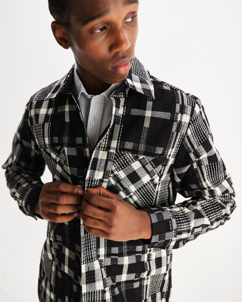 Whiting - Black And Ecru Glitch Check Overshirt 3
