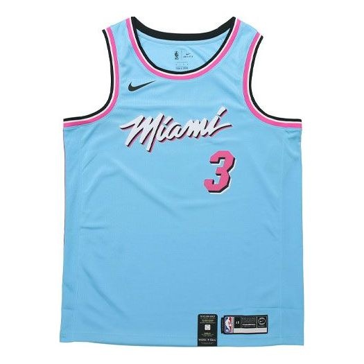 Nike NBA SW 19-20 Miami Heat Dwyane Wade 3 ViceWave City Edition Swingman Jersey Blue AV4650-425 - 1