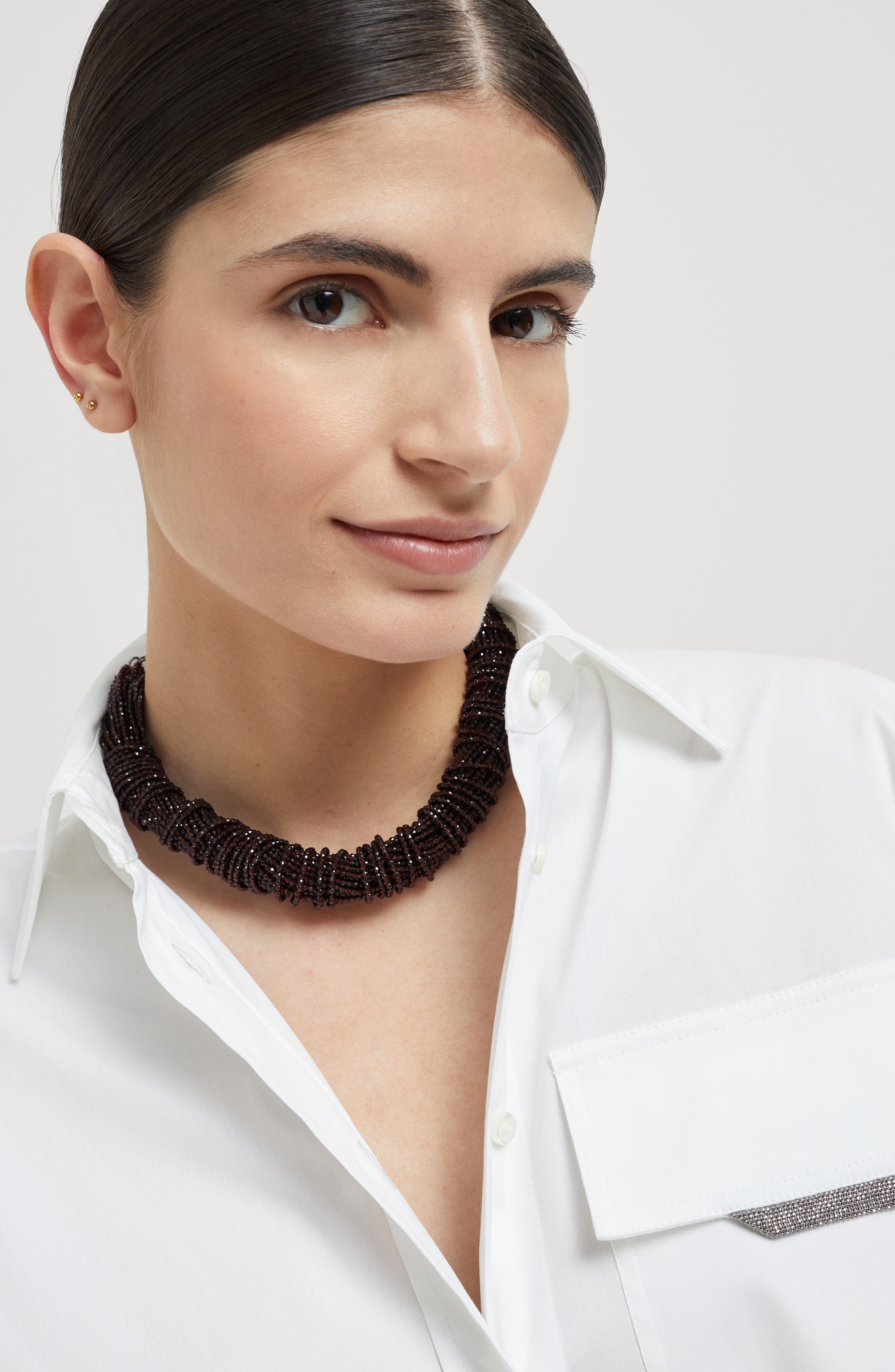 Brunello Cucinelli Vetro and Silver choker in Chocolate at Nordstrom - 4