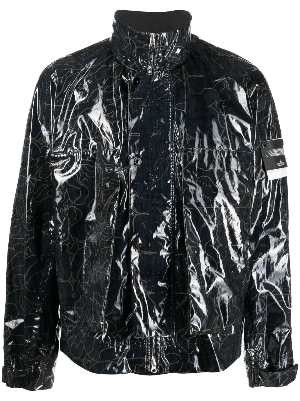 graphic-print coated bomber jacket - 1