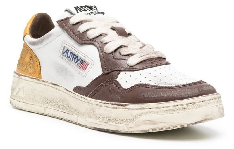 AUTRY (WMNS) Autry Medalist Low Super Vintage Sneakers 'White Brown Yellow' AVLW-SV12 outlook