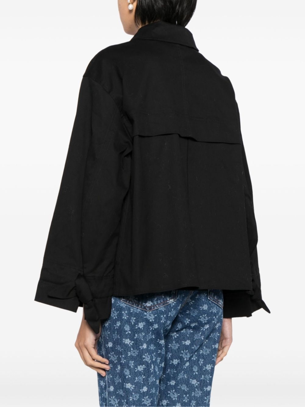 knot-detail canvas shirt jacket - 4