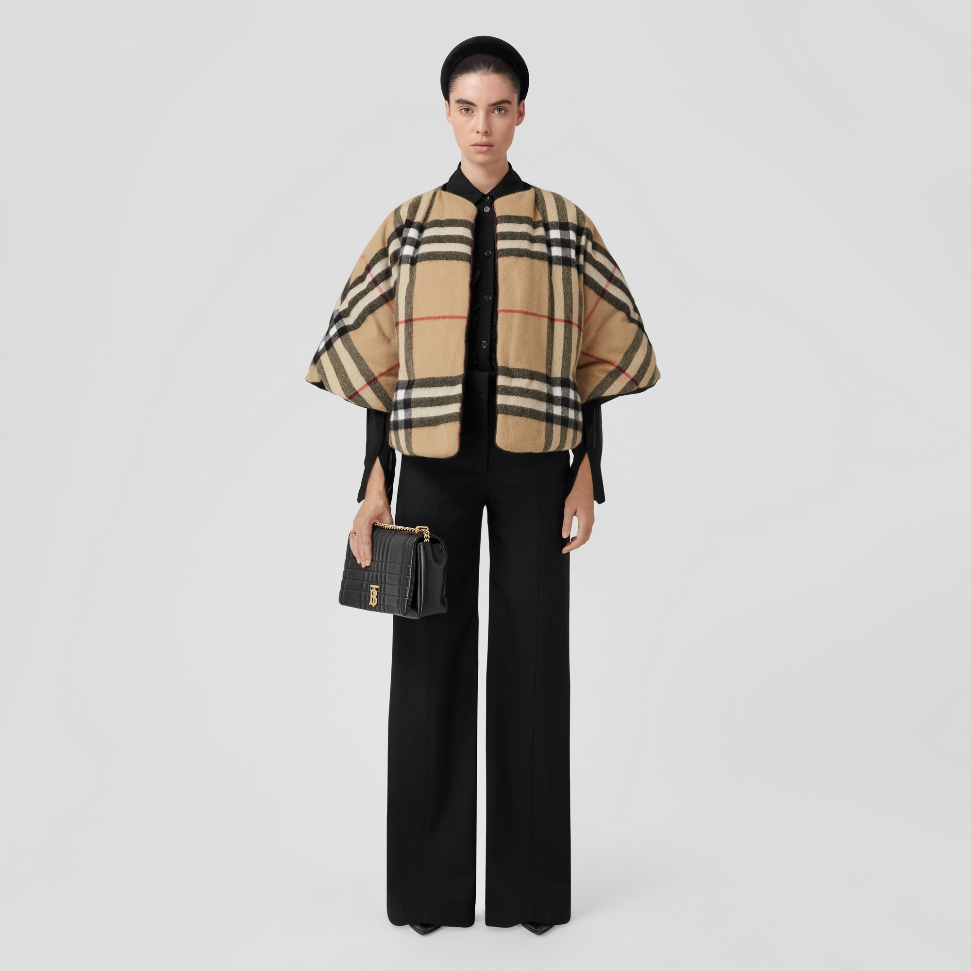 Check Cashmere Wool Cape - 2