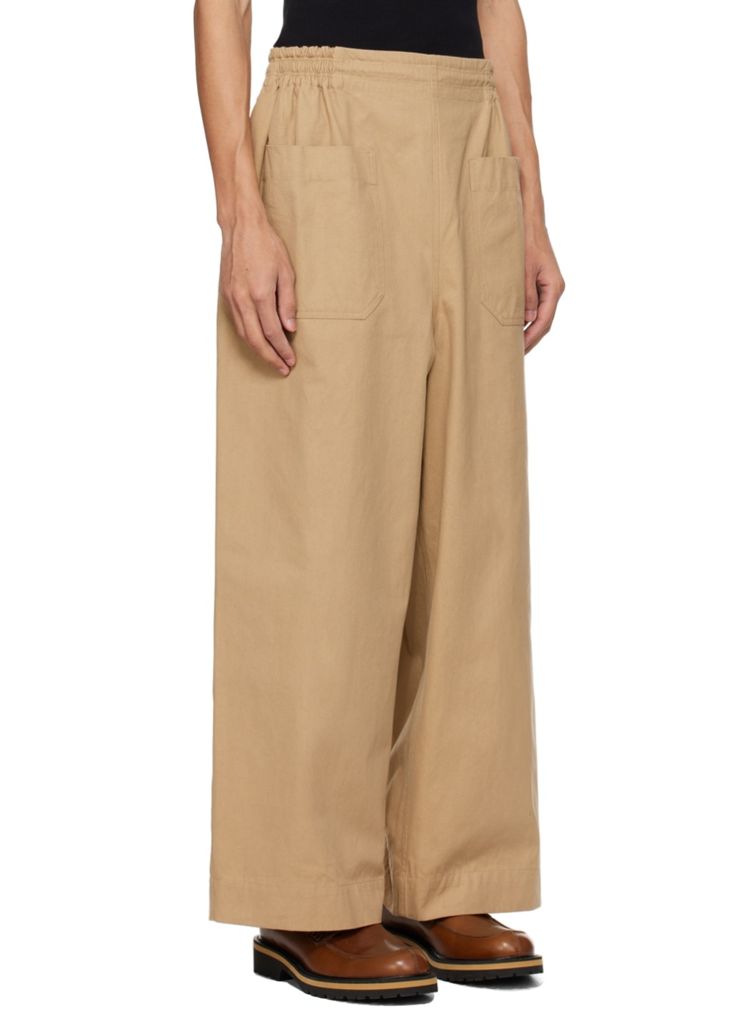 Beige Patch Pocket Trousers - 2