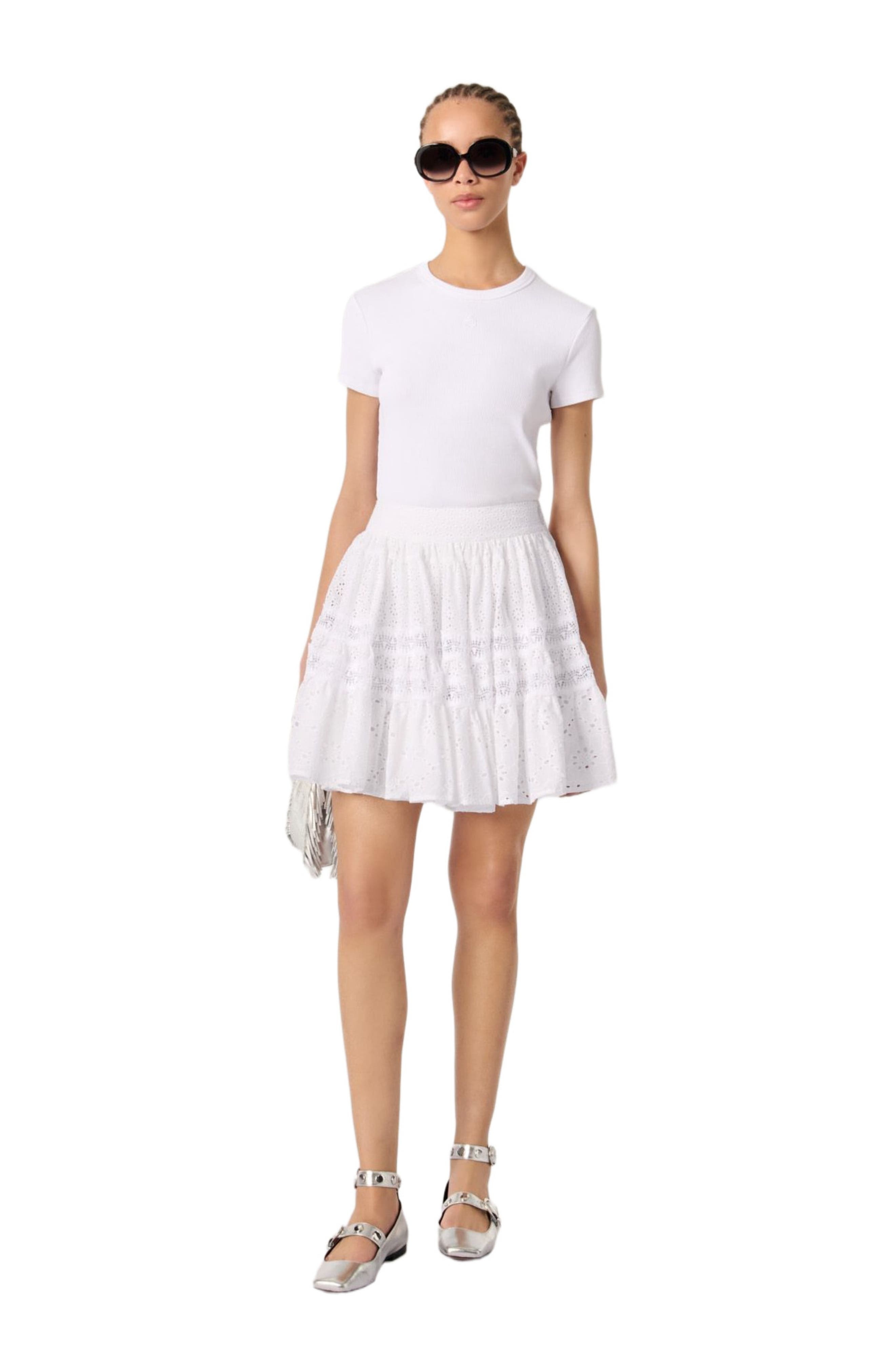 maje Short embroidered skirt in White at Nordstrom - 1