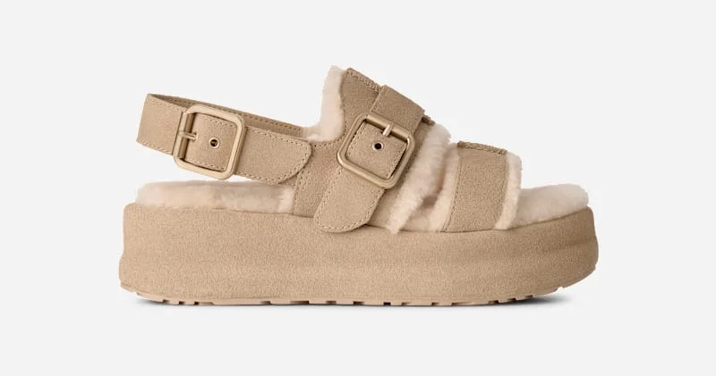 ® Women's Enwrap Sandal Sheepskin in Mustard Seed - 1