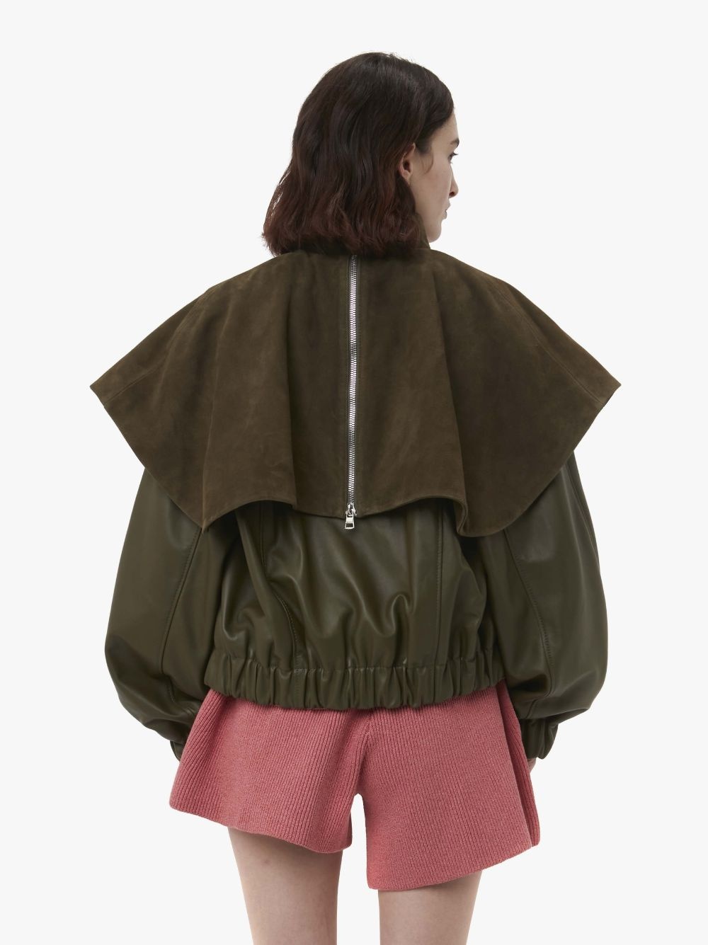 LEATHER BOMBER JACKET WITH OVERSIZED COLLAR - 3