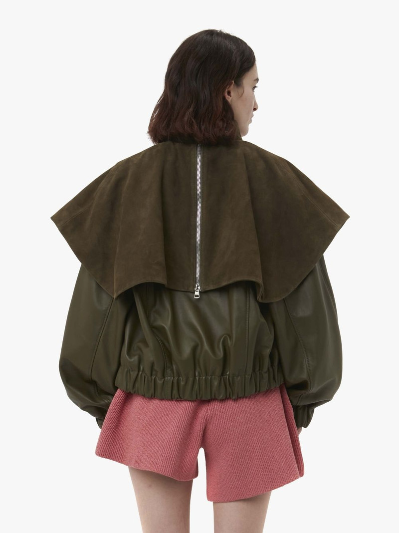 LEATHER BOMBER JACKET WITH OVERSIZED COLLAR 3