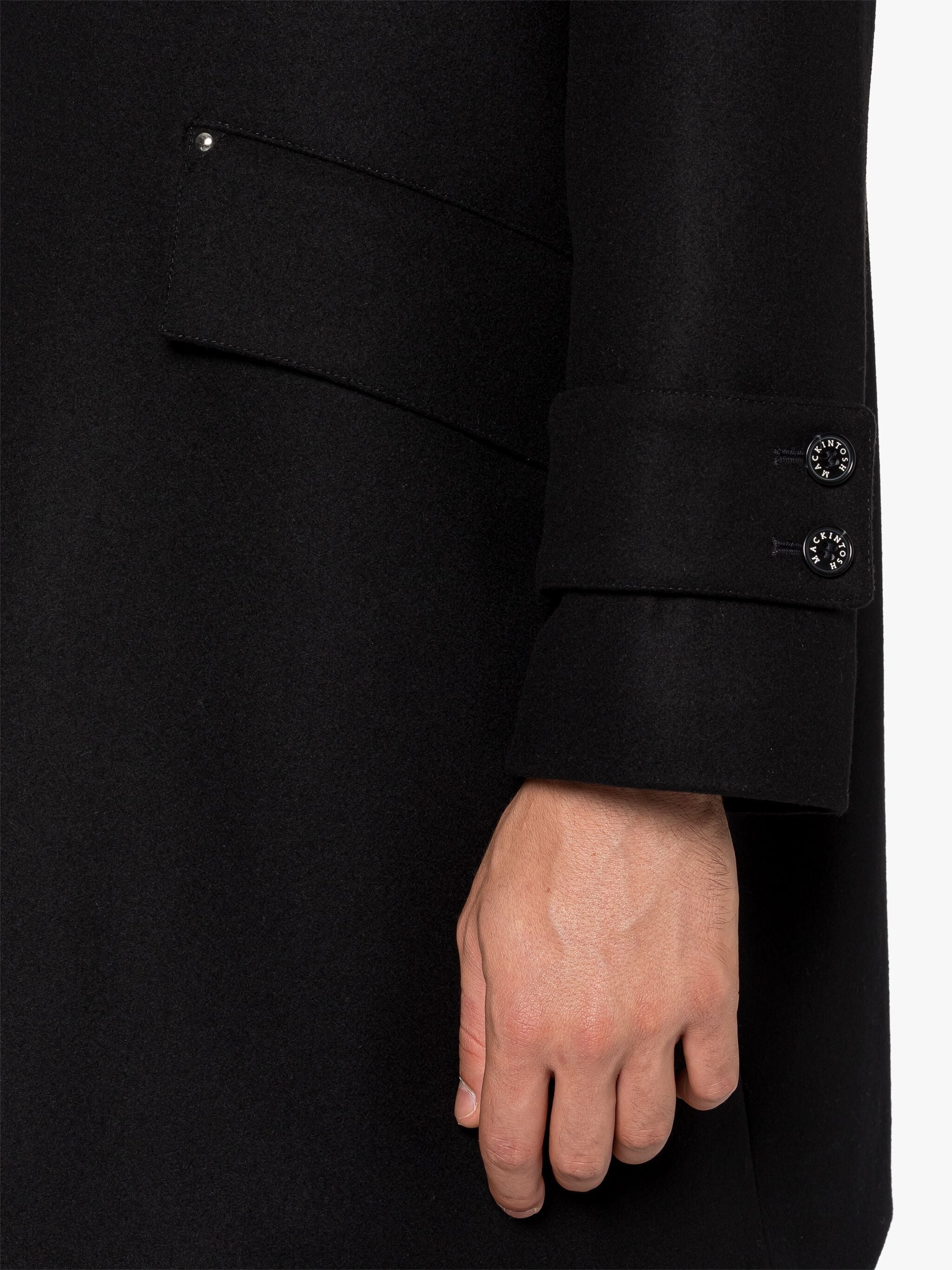 HUMBIE BLACK WOOL OVERCOAT - 6