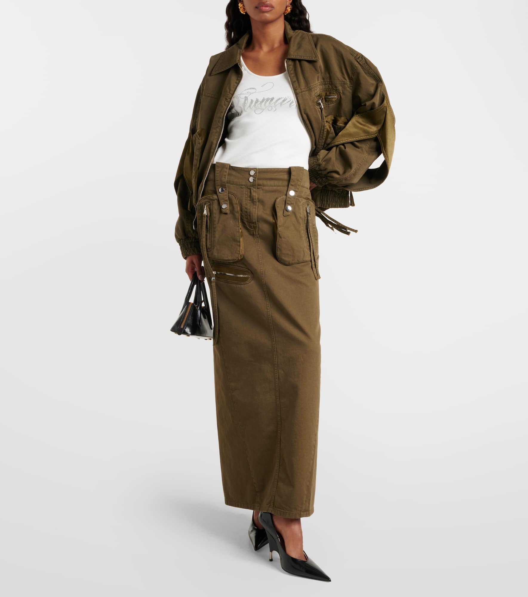 Denim cargo maxi skirt - 2