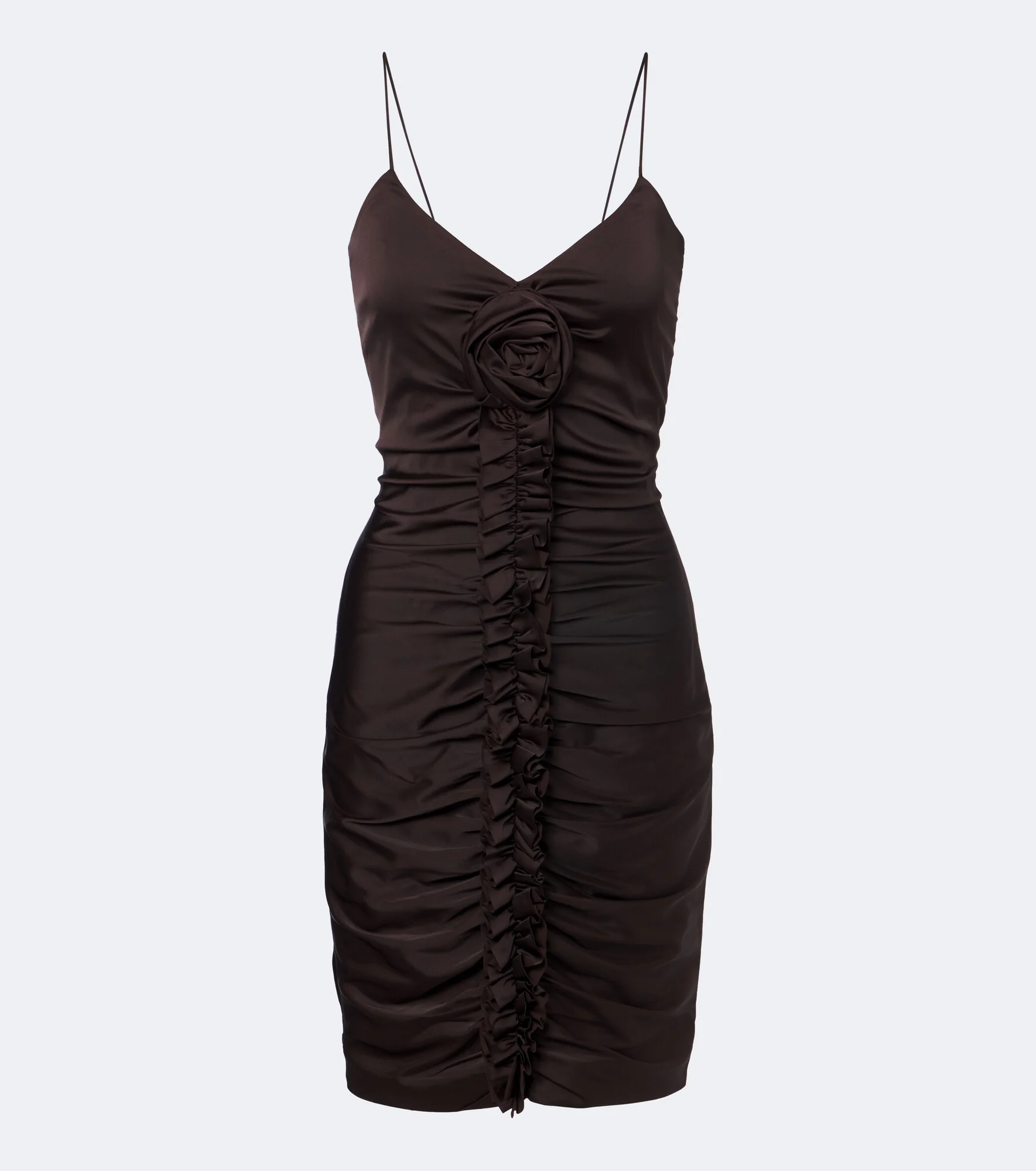 Floral-appliqué ruched minidress - 1