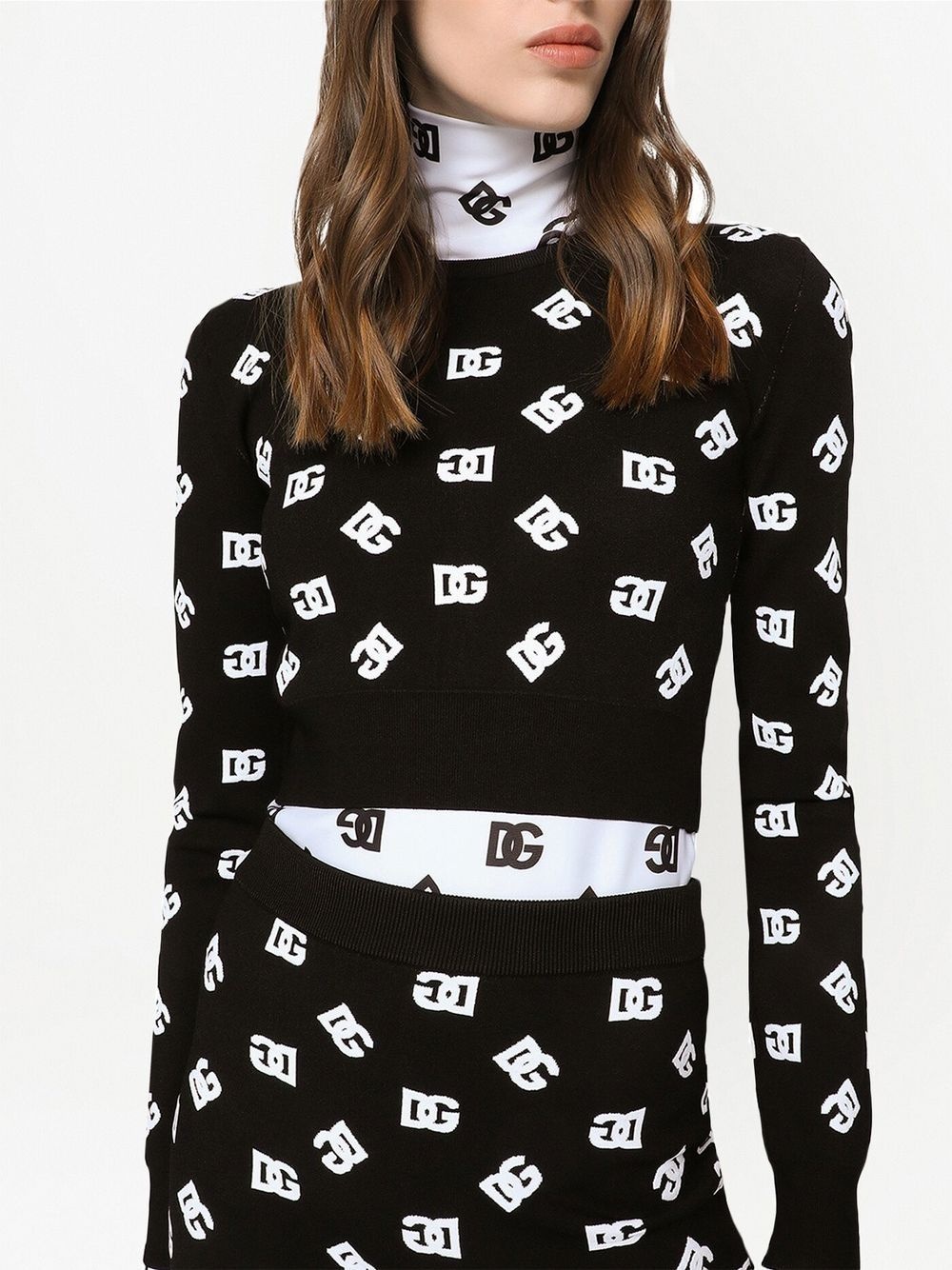 DG logo jacquard cropped sweater - 5