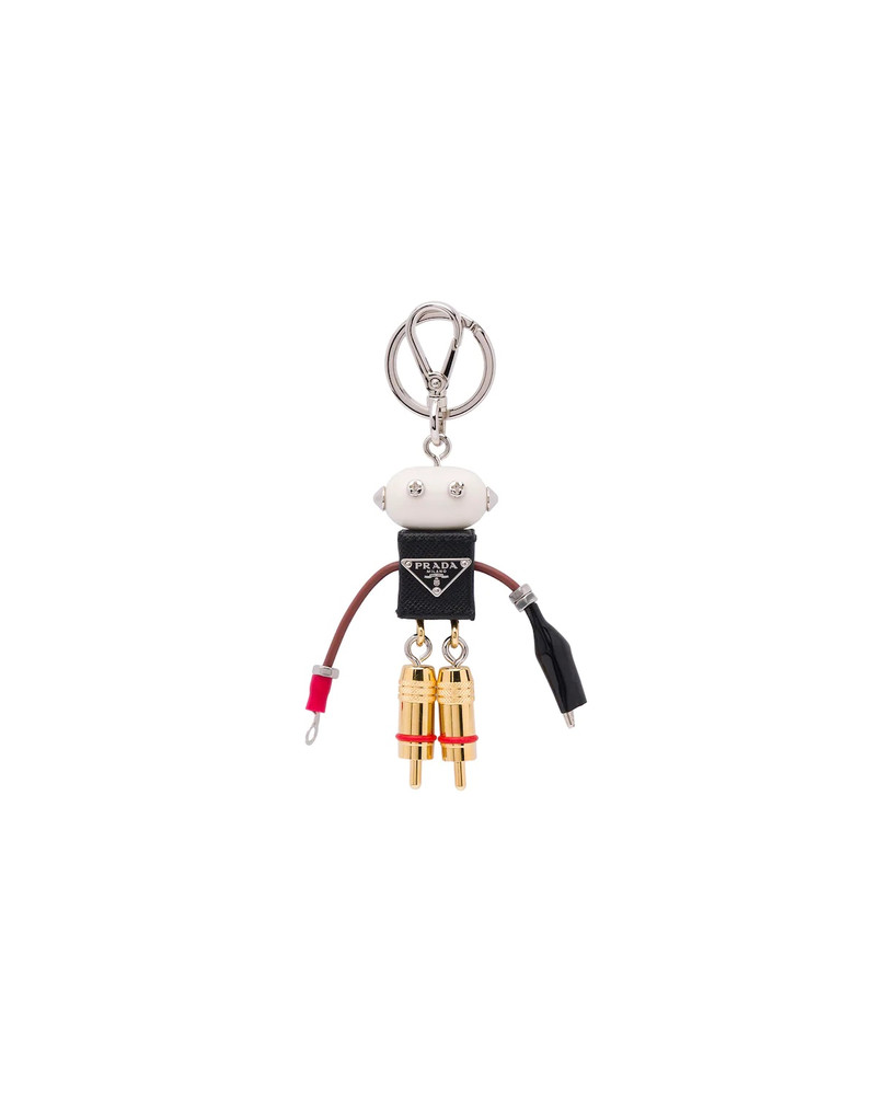 Saffiano Leather Robot Trick Keychain 1