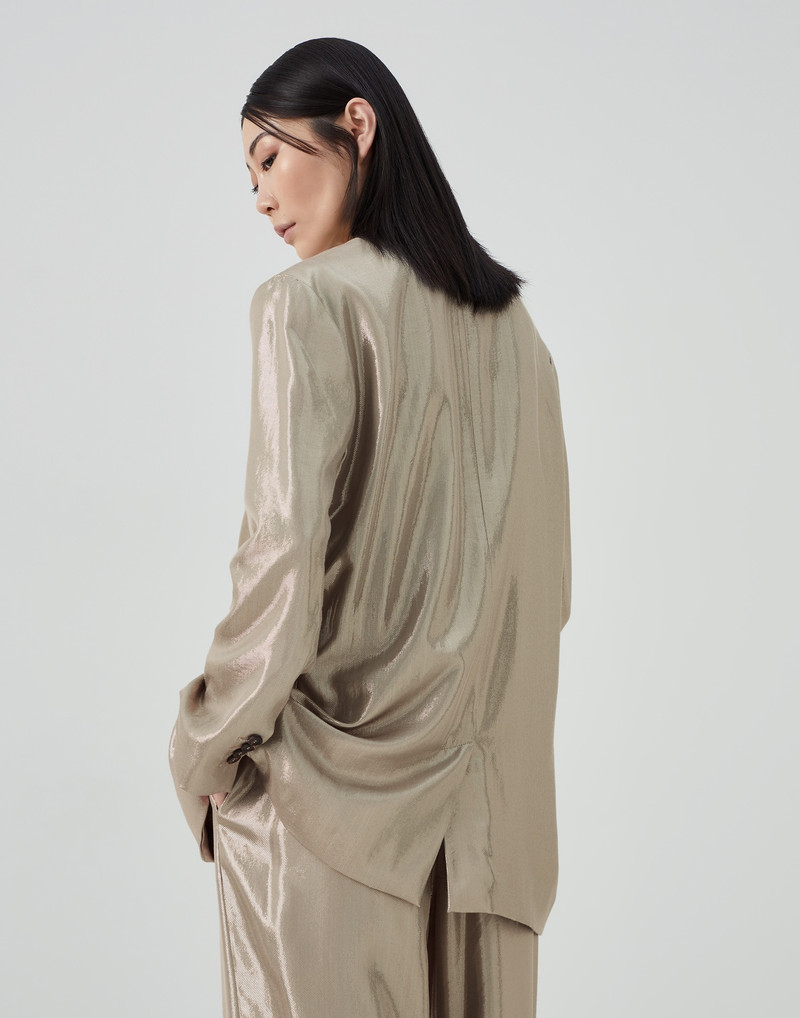 Brunello Cucinelli Sparkling gabardine blazer with monili outlook