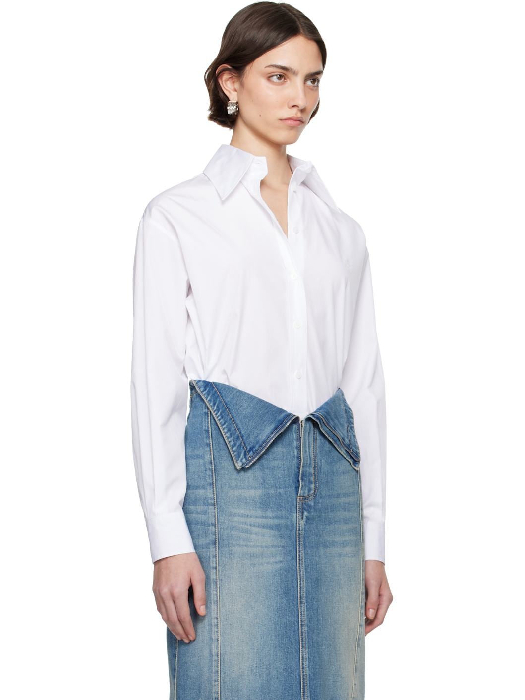 White Embroidered Skull Shirt - 2