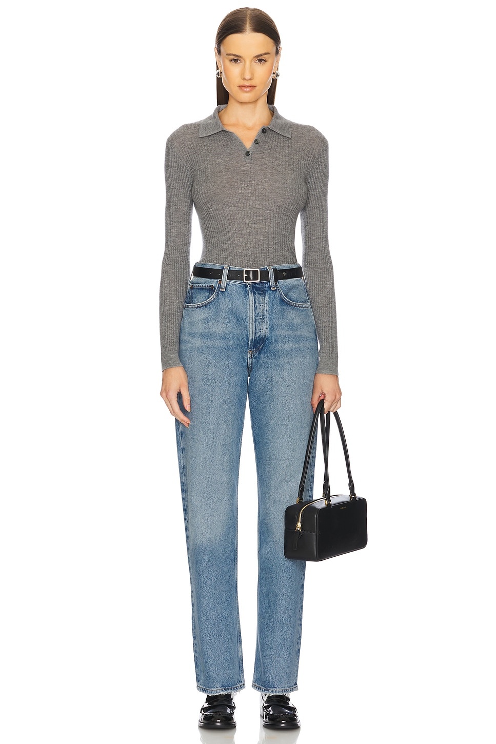 Long Sleeve Shrunken Cashmere Polo - 4