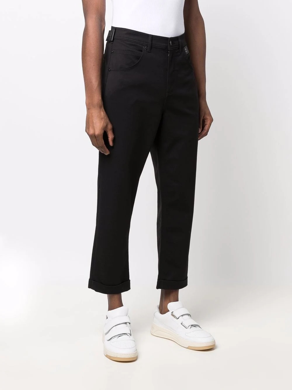 logo-patch cropped kick-flare trousers - 3