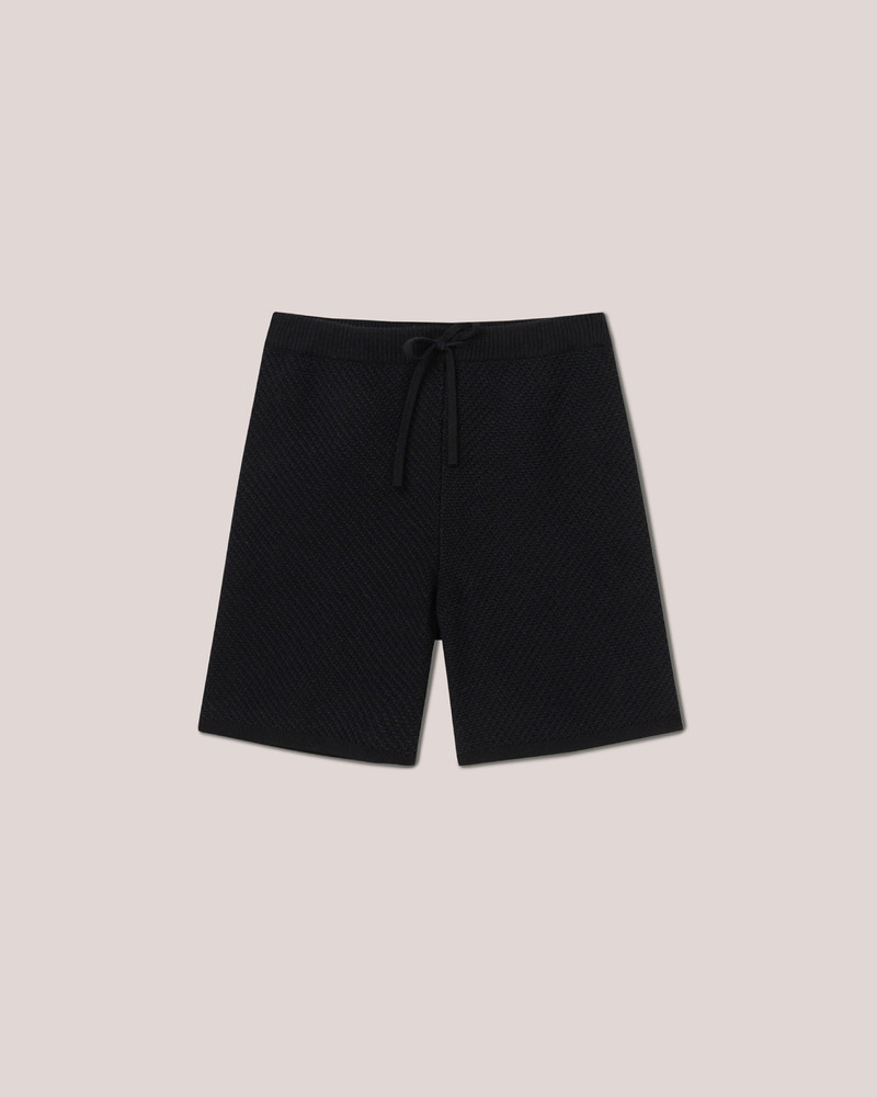 ELAN - Cotton-tweed textured shorts - Black 1