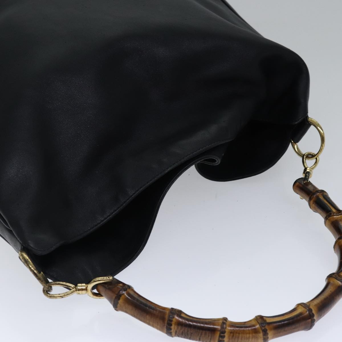 GUCCI Bamboo Hand Bag Leather Black - 6
