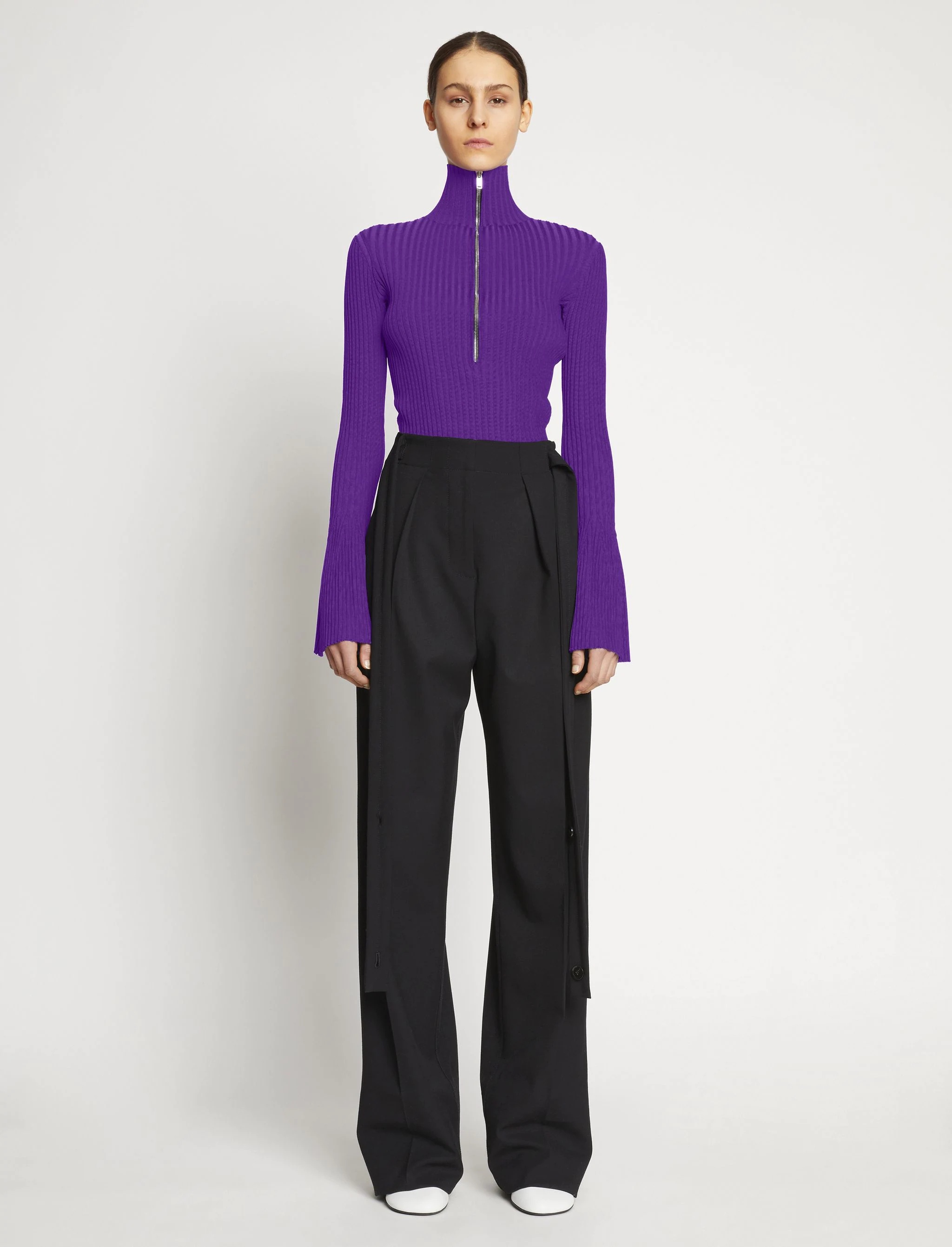 Viscose Rib Zip Sweater - 3