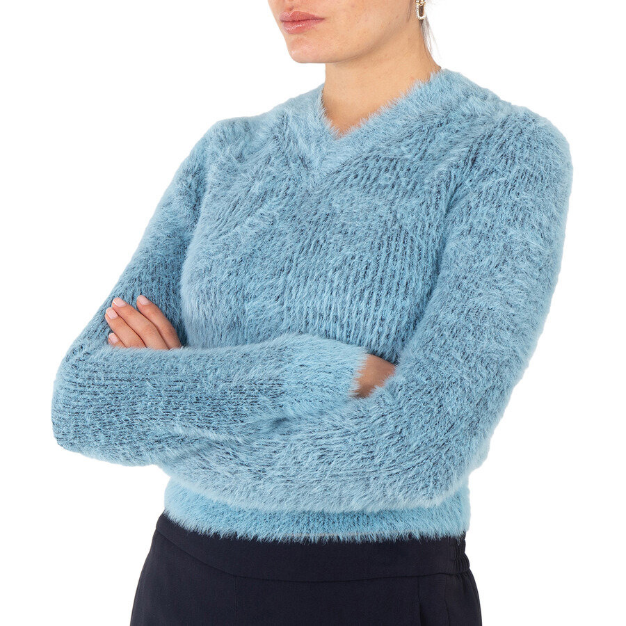 Stella McCartney Ladies Blue Brushed-Effect Ribbed-Knit Jumper - 3