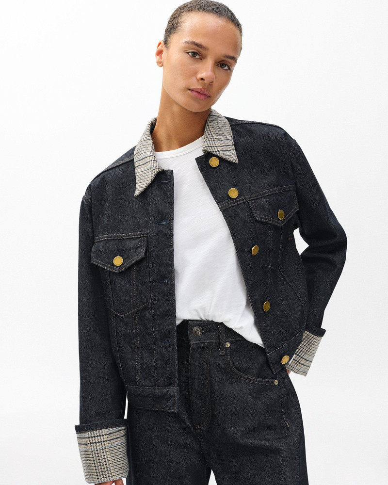 Harriet Denim Trucker Jacket Lightweight Rigid in Twilight Combo 2