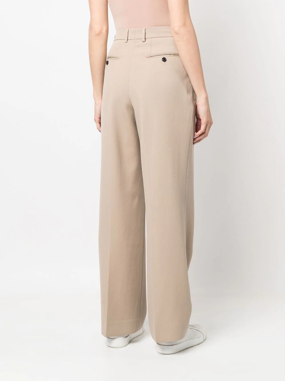 high-waisted flared wool trousers - 8