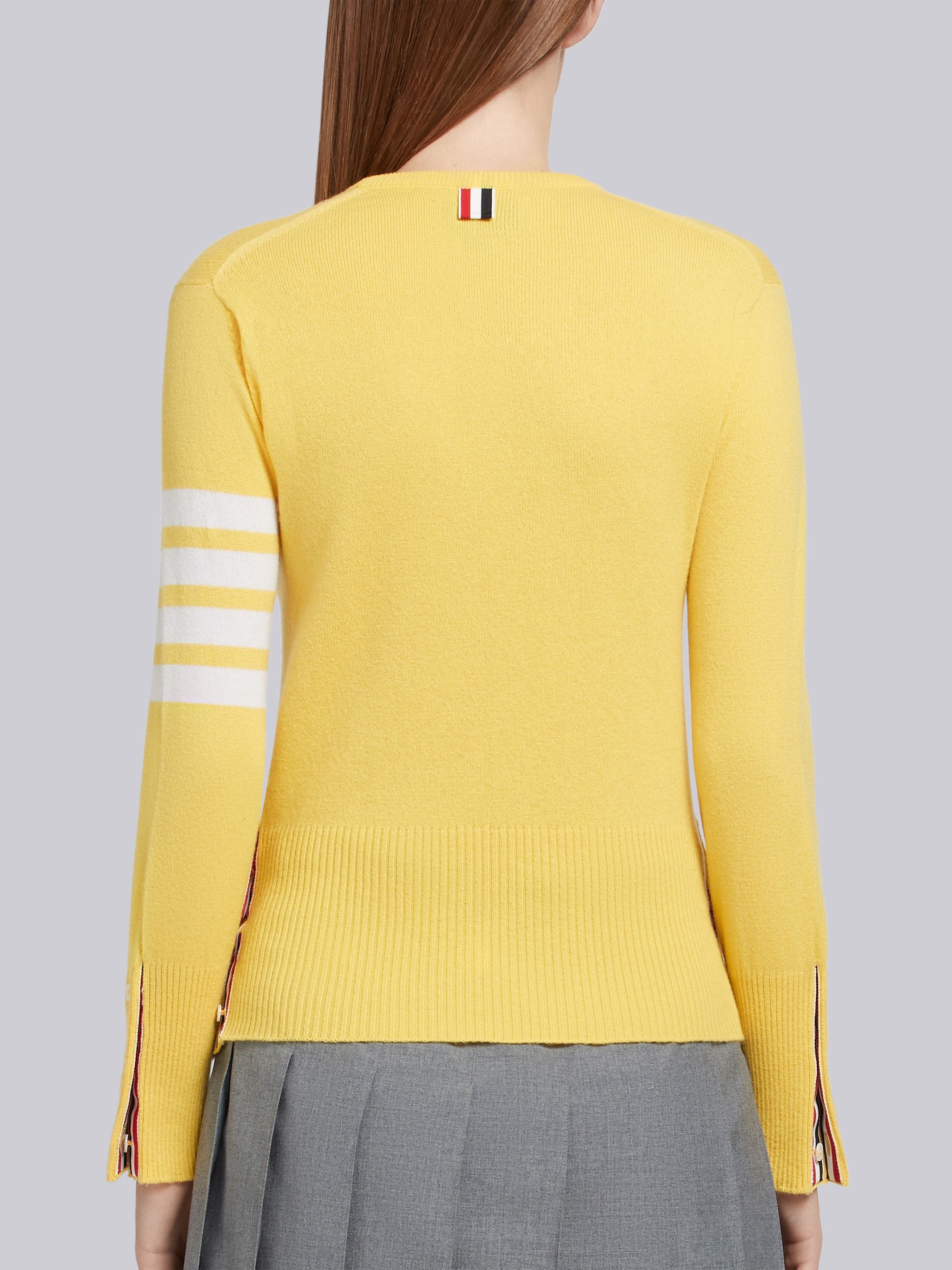 Classic Crewneck Pullover in Cashmere With 4-Bar Sleeve Stripe - 3