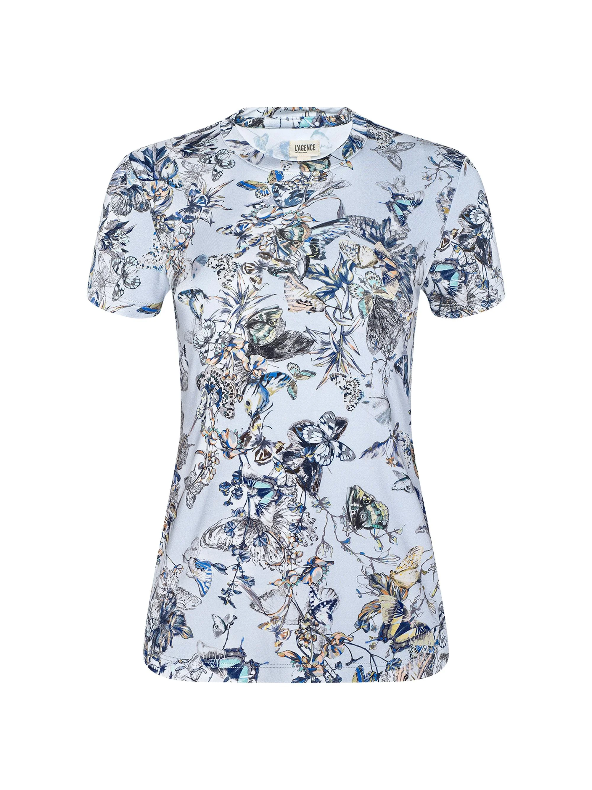 Women's Ressi Butterfly Crewneck T-Shirt - Grey Watercolor Butterfly - 1