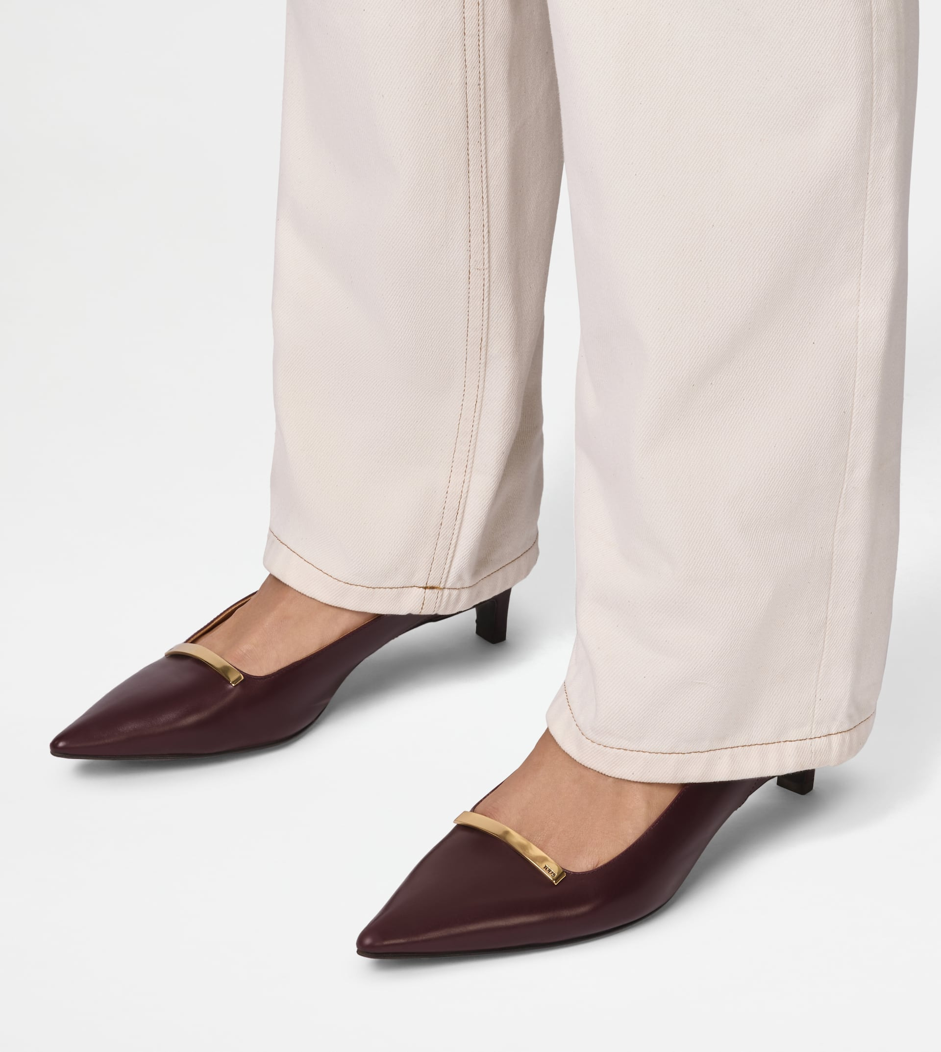 SLINGBACK PUMPS IN LEATHER - BURGUNDY - 6