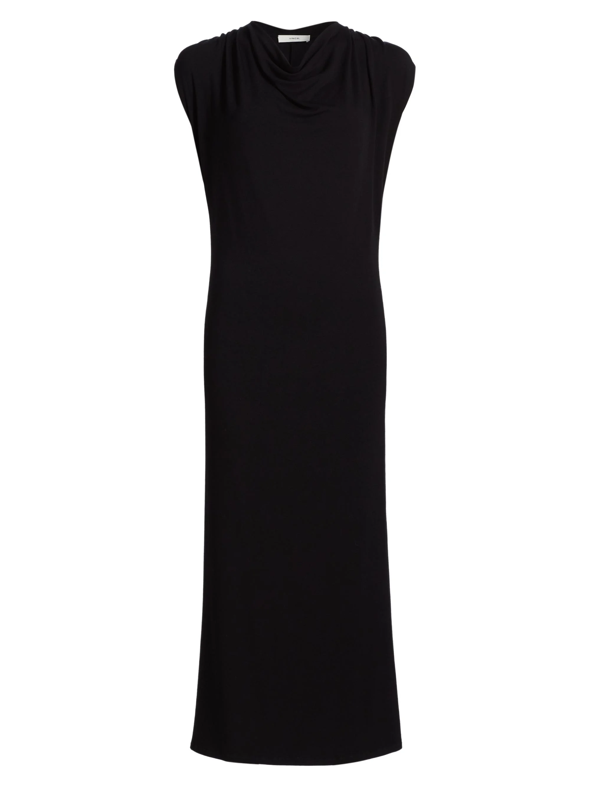 Women's Draped Cowlneck Maxi Dress - Black - 1