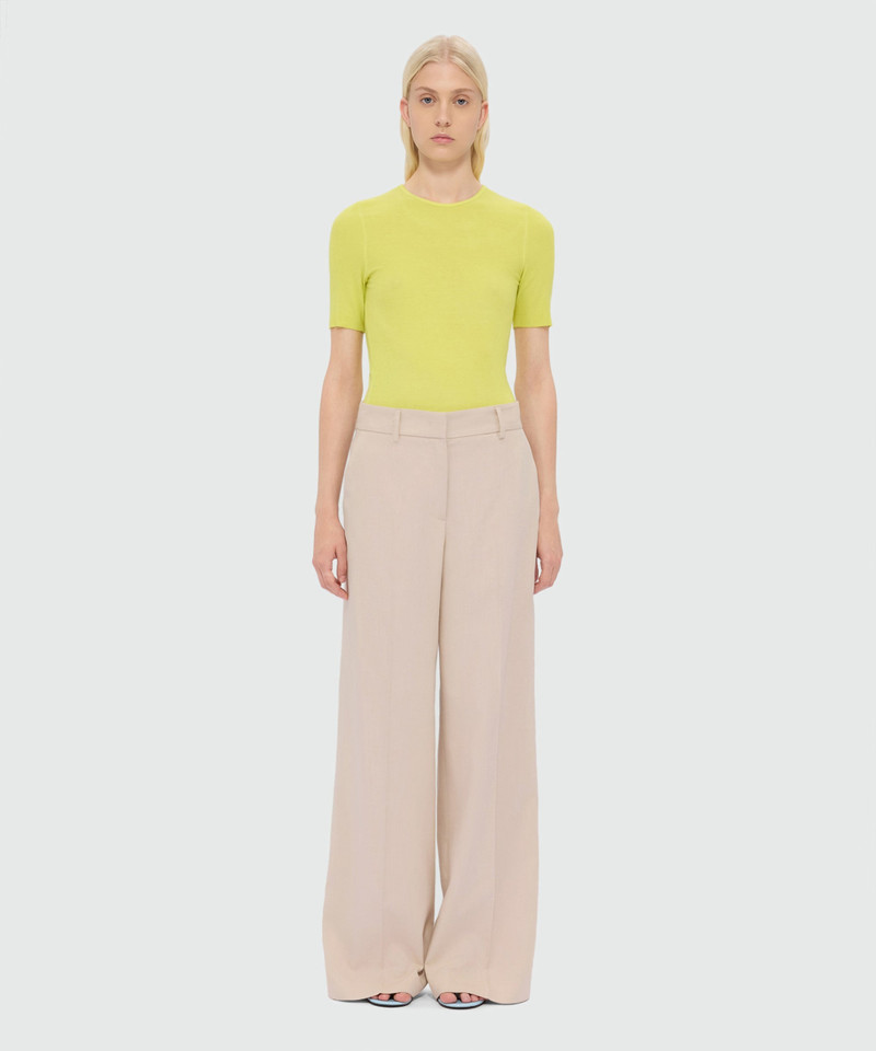 MSGM Beige wide-leg viscose-blend canvas trousers outlook