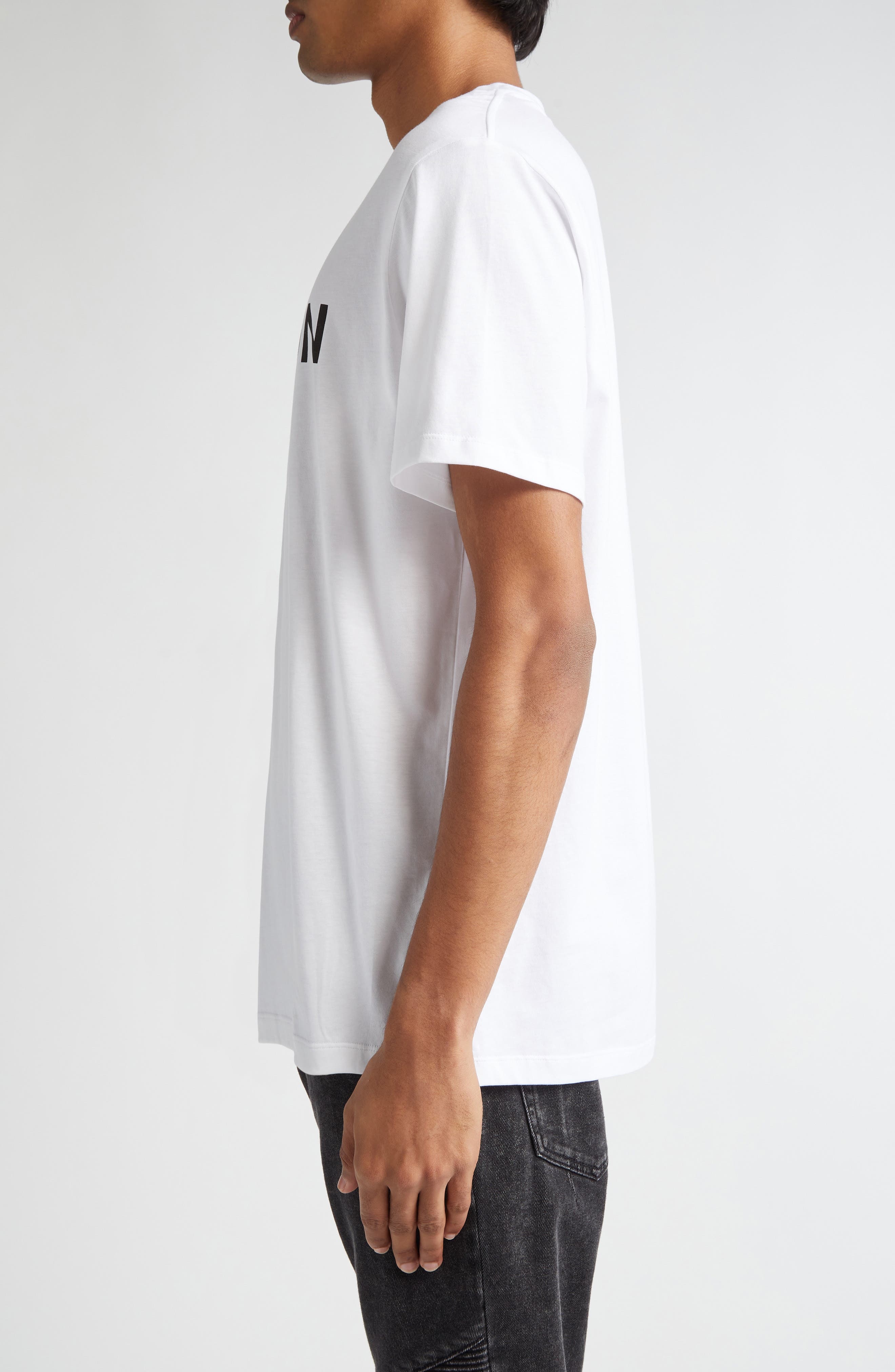 Balmain Logo Graphic T-Shirt in Gab White/Black at Nordstrom - 3