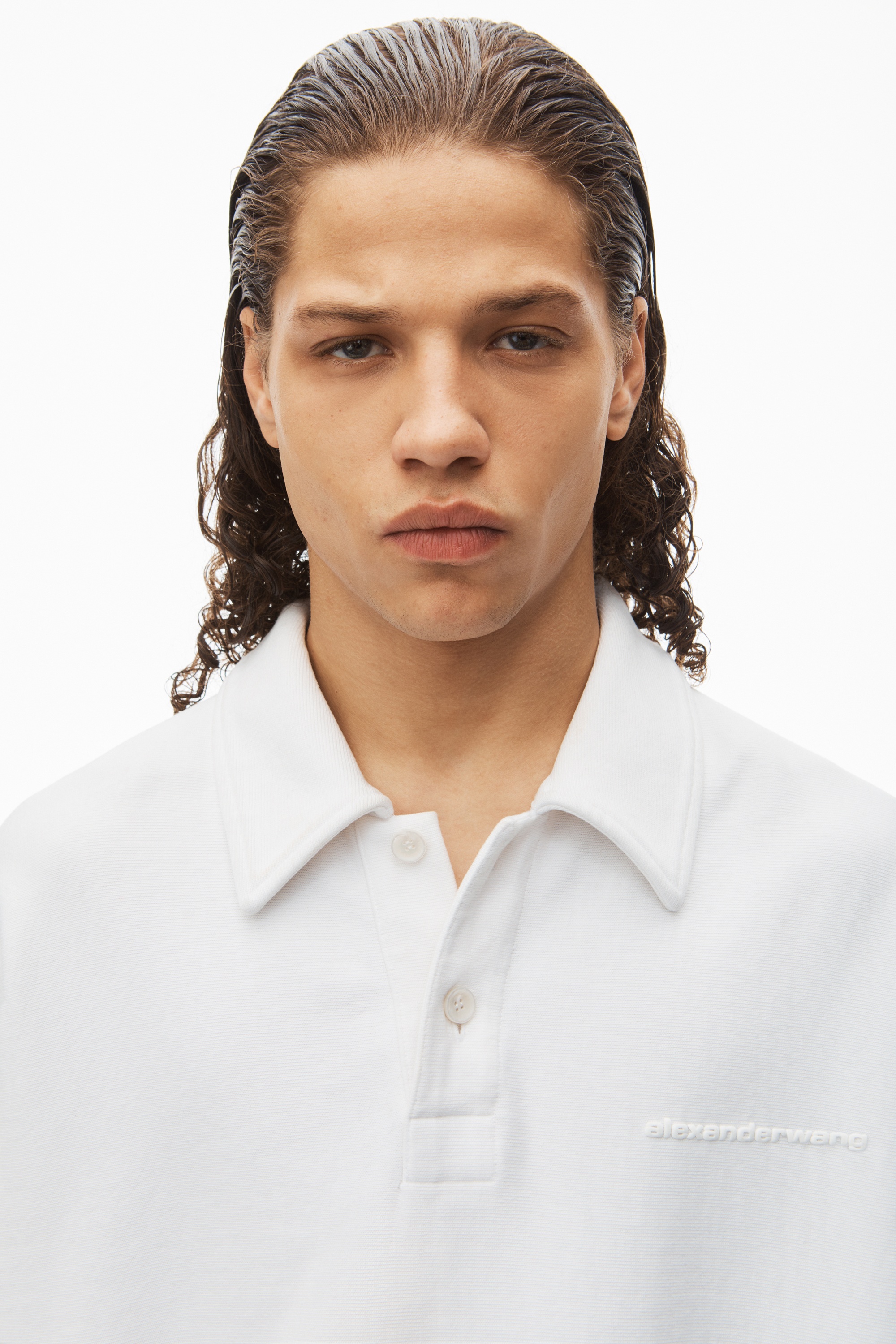 puffed logo oversized polo top in cotton - 5