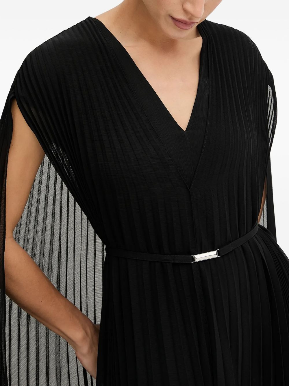 pleated cape dress - 4