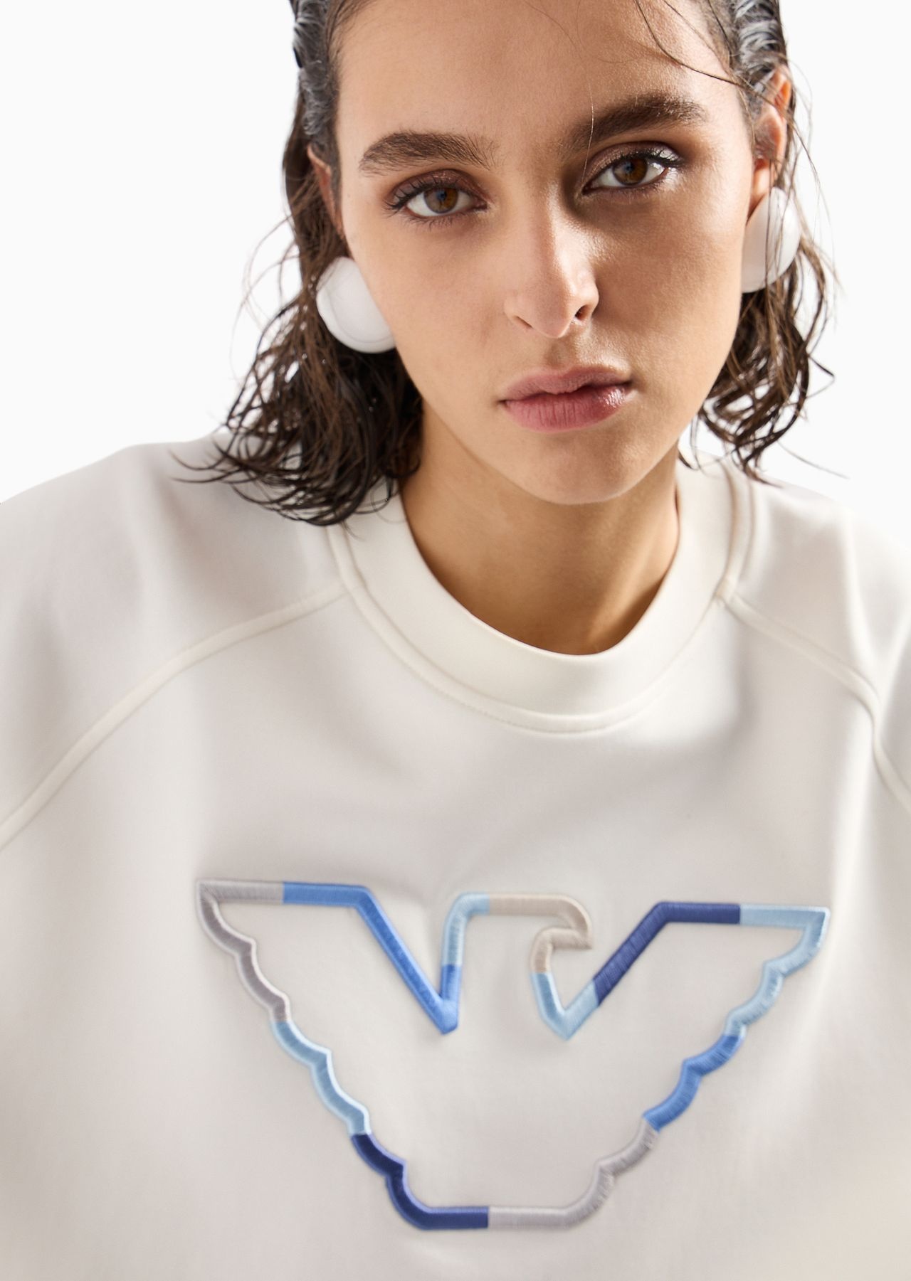 Double-jersey crew-neck sweatshirt with eagle - 5