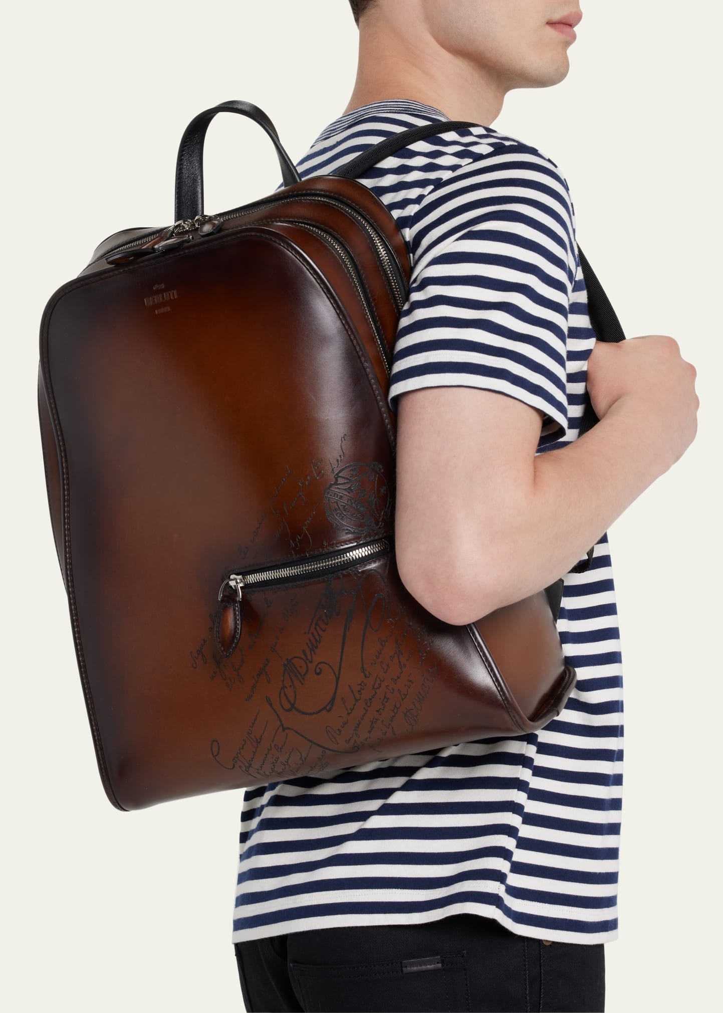 Men's Working Day Scritto Leather Backpack - 2