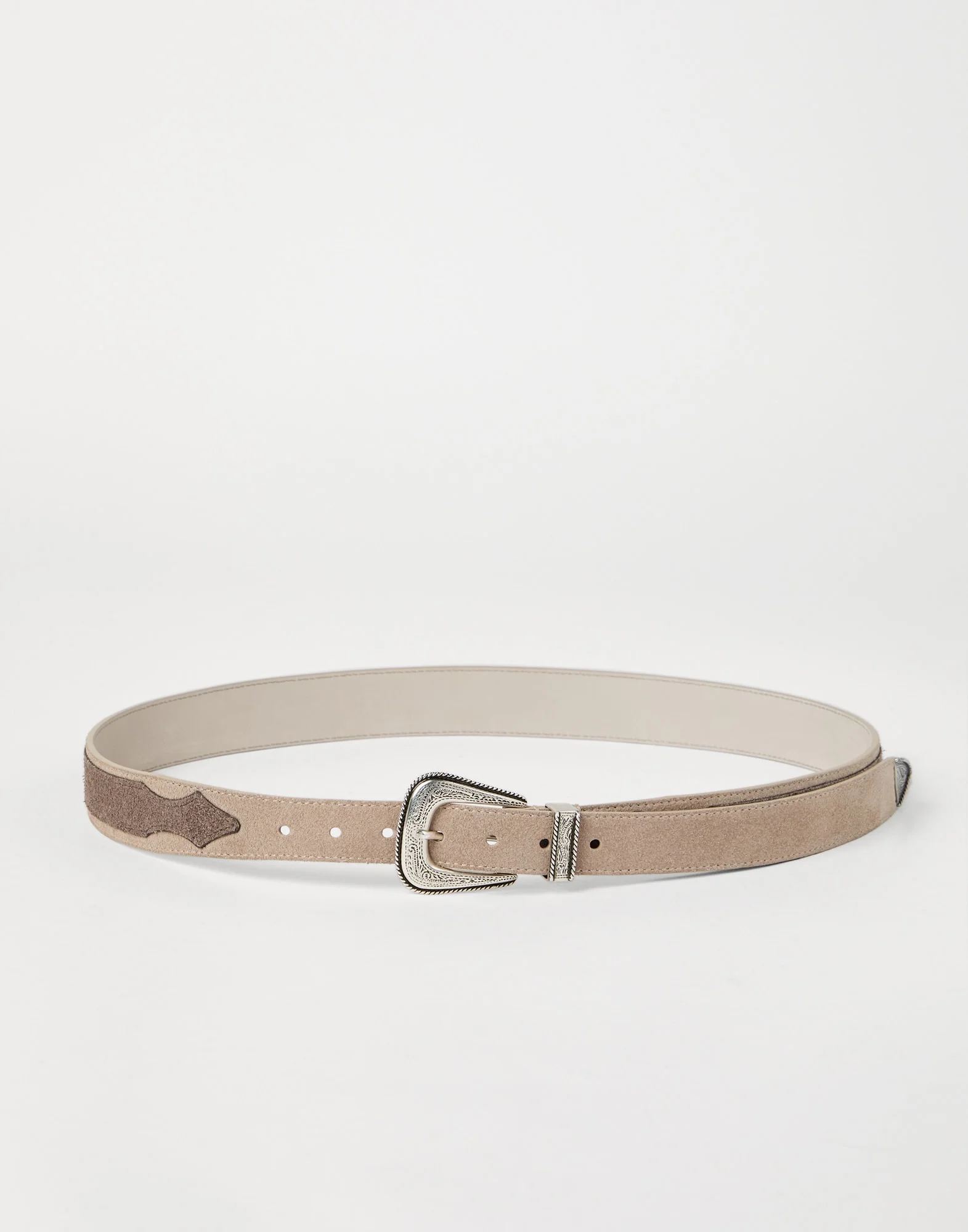Two-tone reversed calfskin belt with detailed buckle and tip - 1