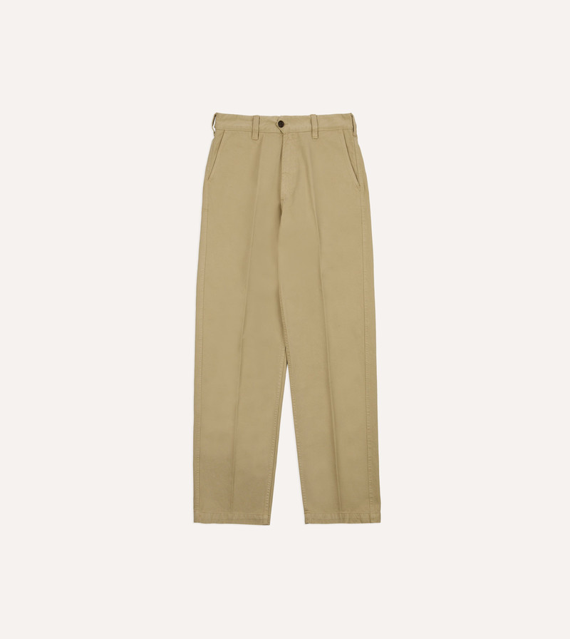 Sand Heavy Cotton Flat Front Chino - 1
