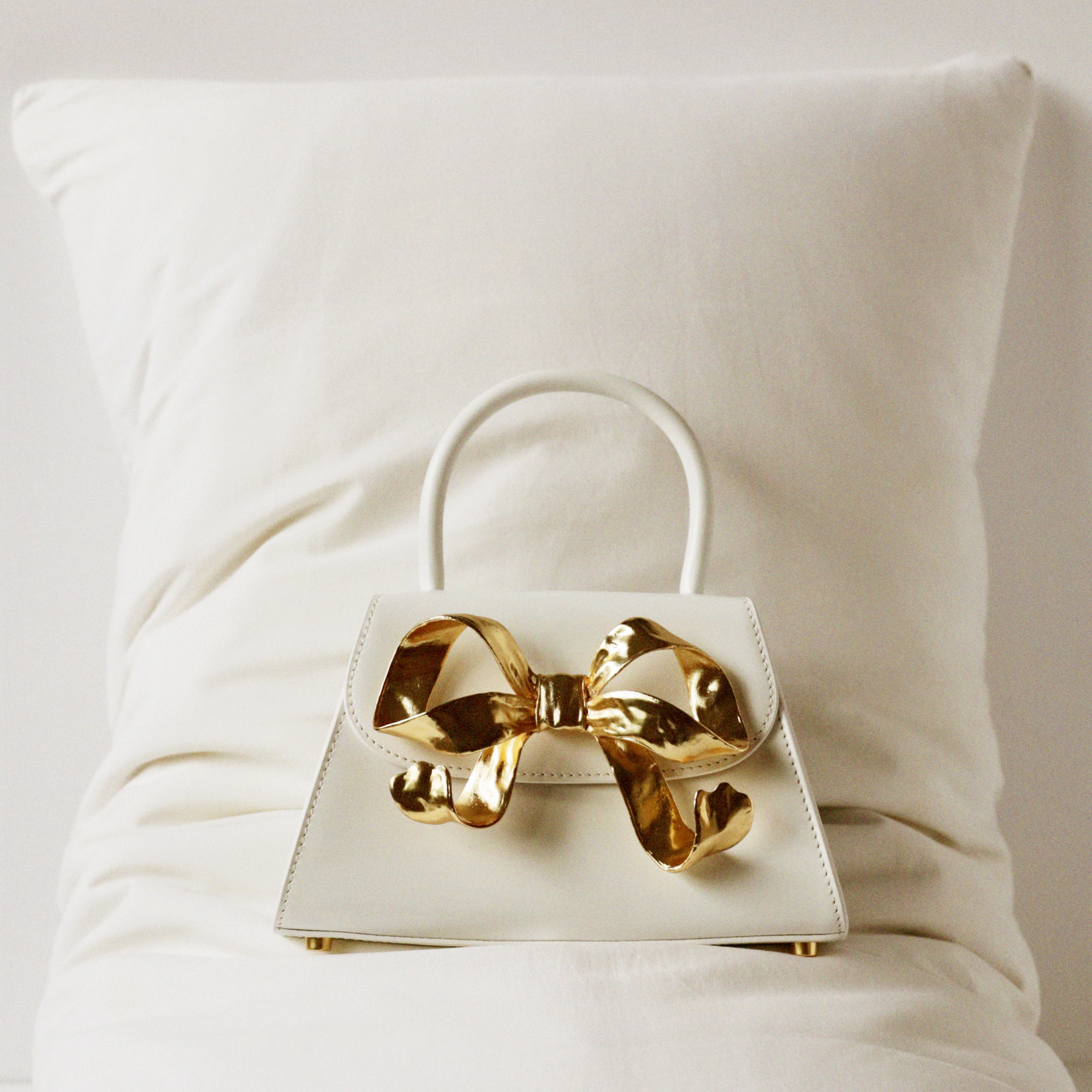 The Bow Mini in White with Gold Hardware - 7