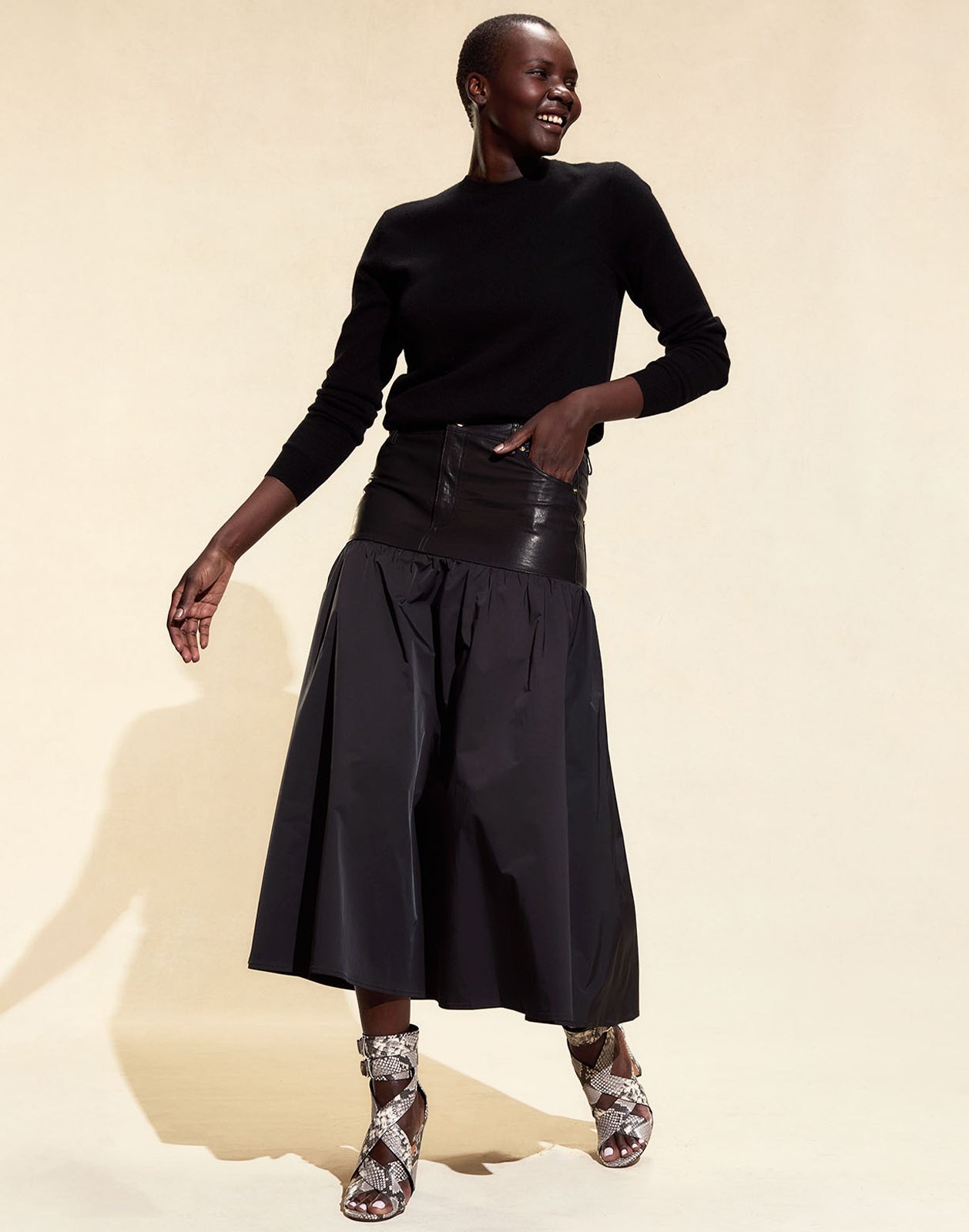 Downtown Leather Nylon Skirt - 2