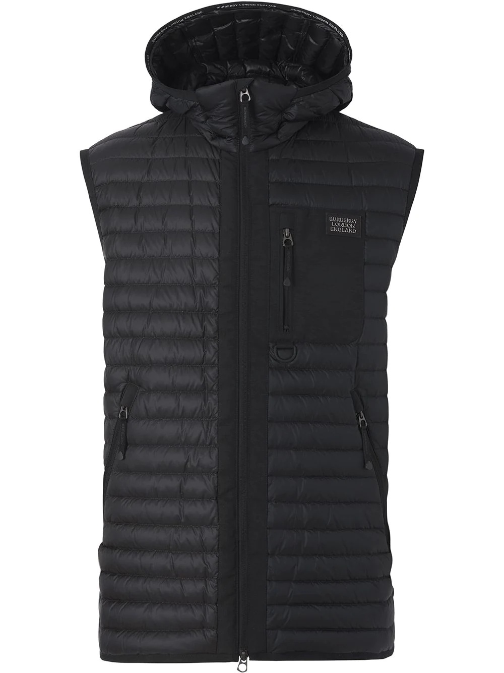 logo-appliqué hooded gilet - 1