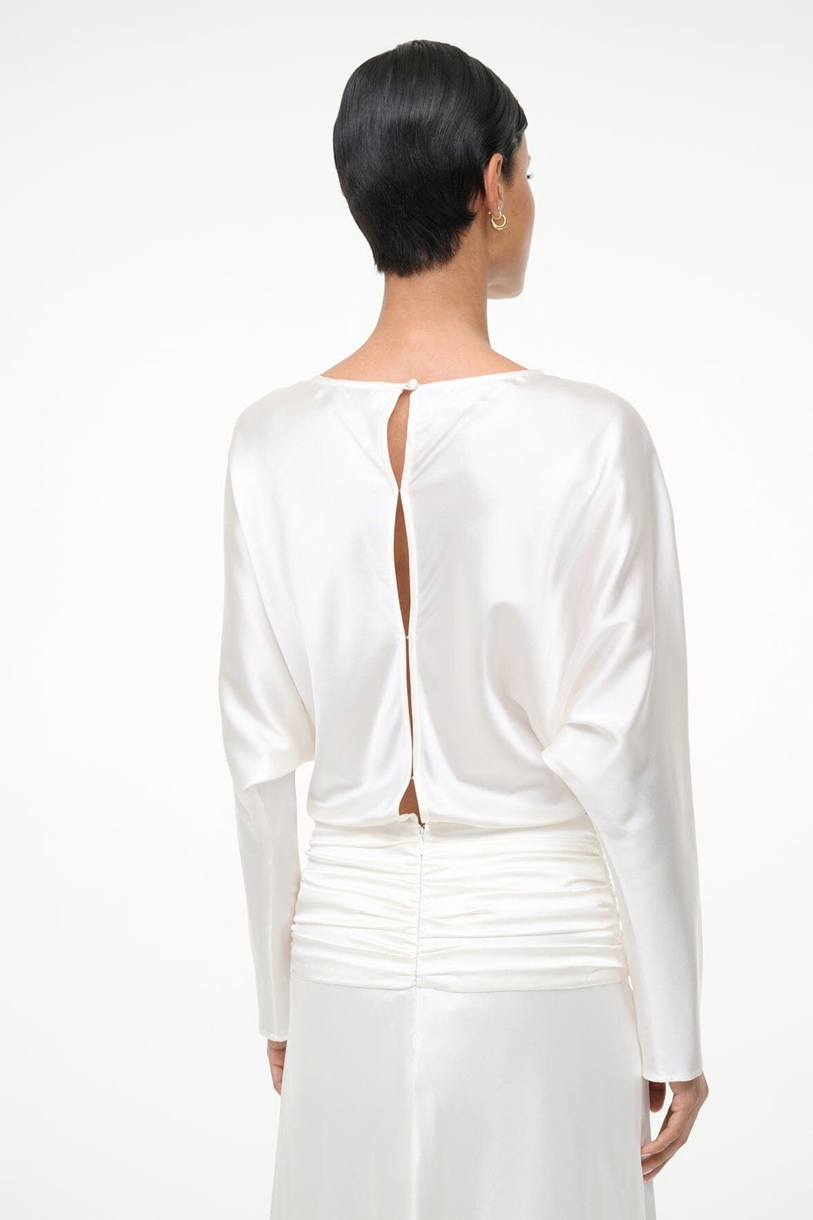 STAUD FREDA SILK DRESS IVORY - 6