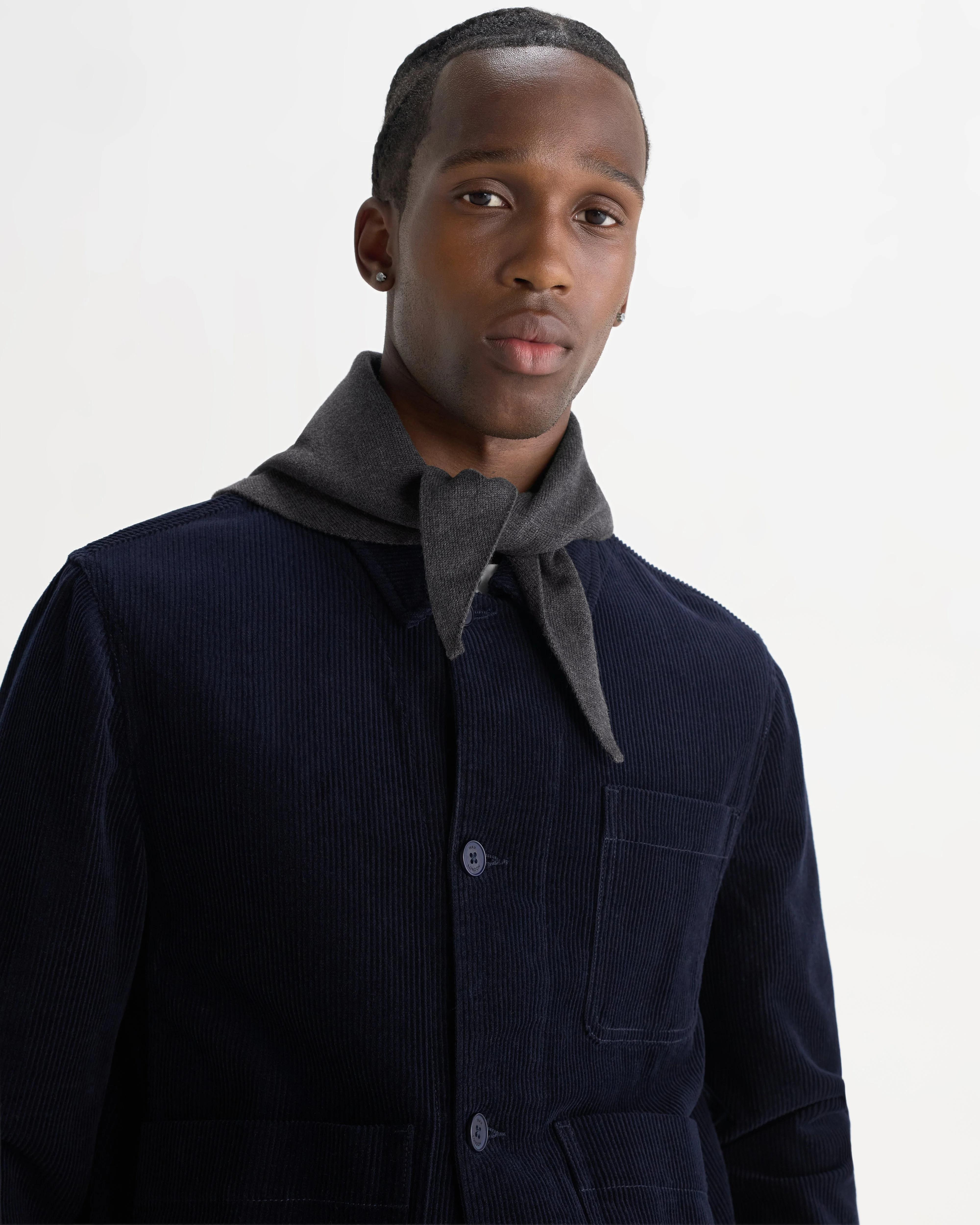 Arnold - Charcoal Knitted Rib Scarf - 1