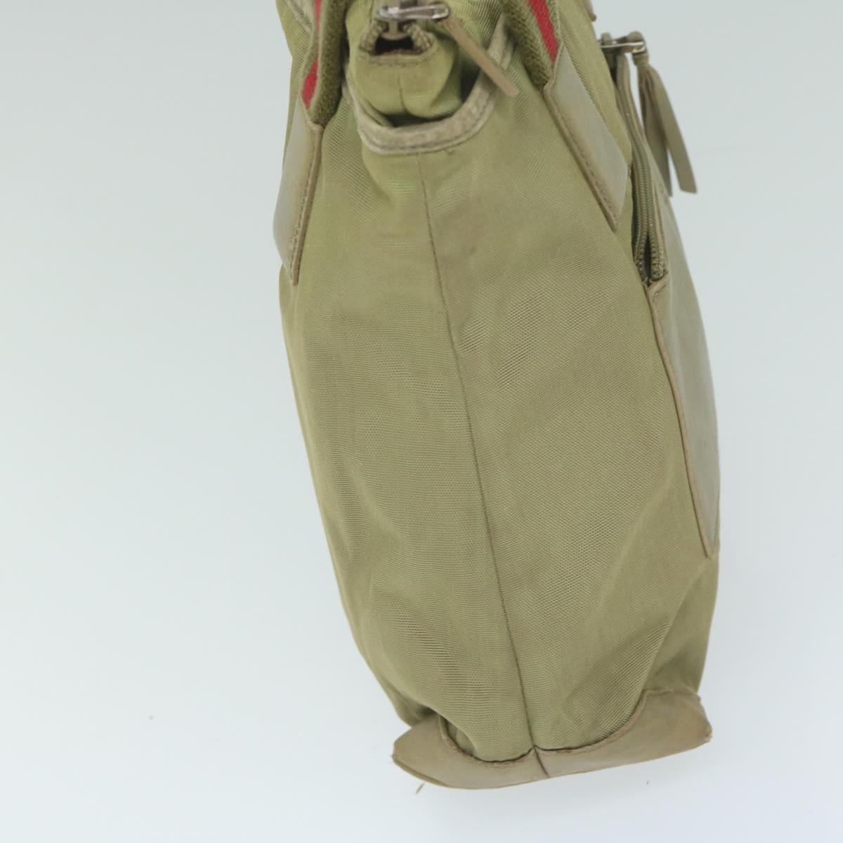 GUCCI Sherry Line Hand Bag Nylon Khaki Red 019 0402 019 0402 - 4