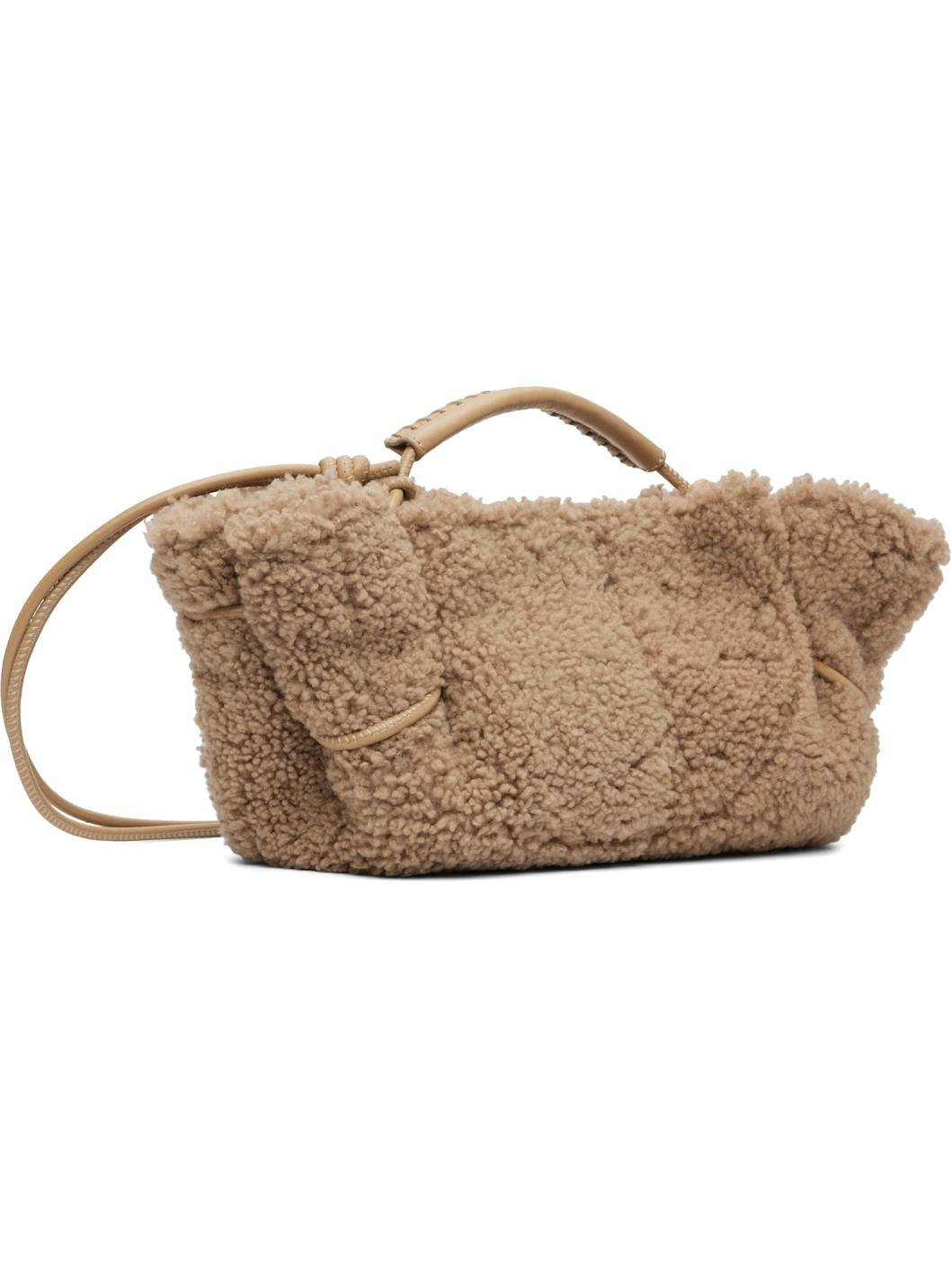 Beige Arta Mini Curly Shearling Bag - 2