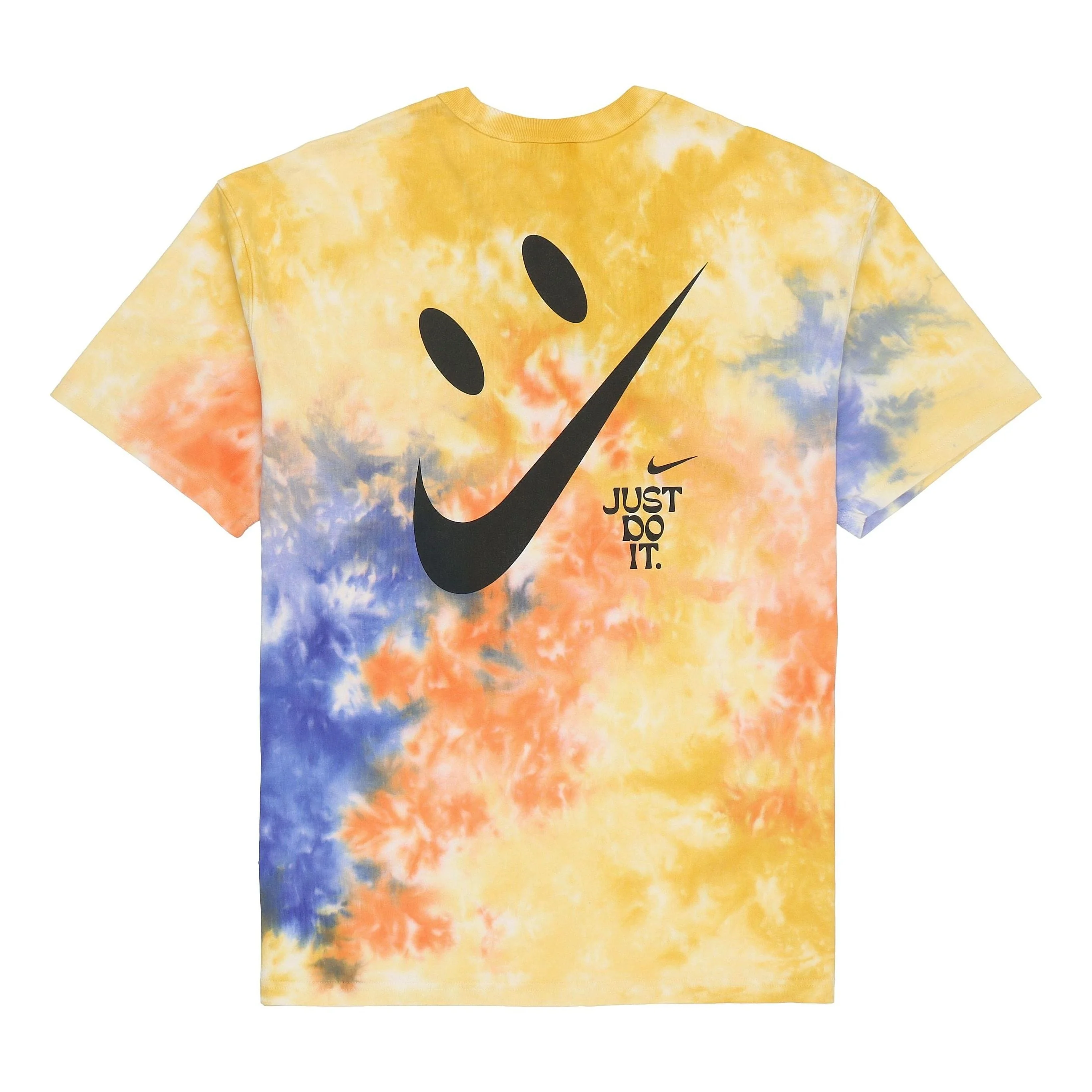 Men's Nike Sportswear Tie Dye Smiling Face Printing Loose Short Sleeve Orange T-Shirt DX7849-819 - 1